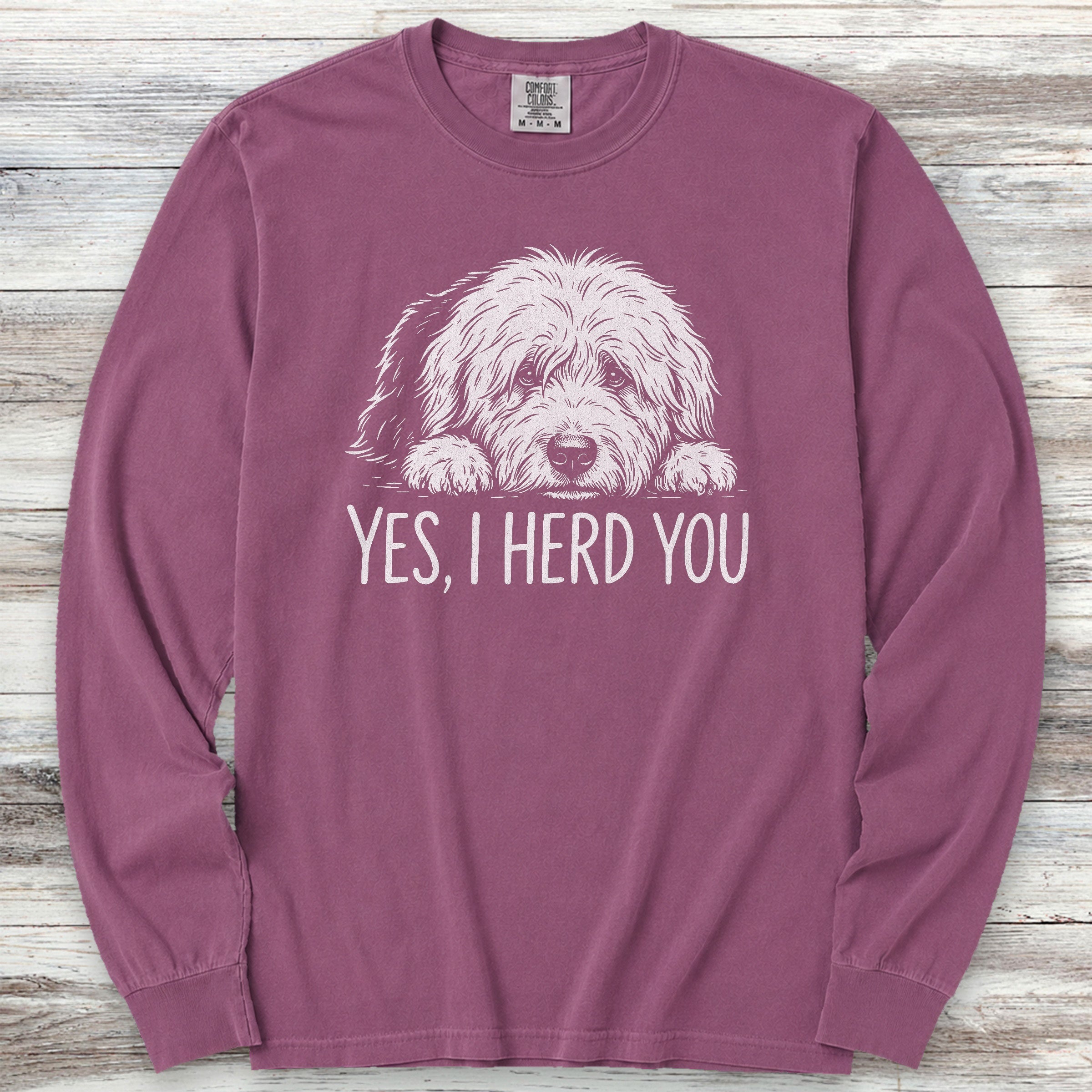 Old English Sheepdog Herd You Long Sleeve Tee - Berry