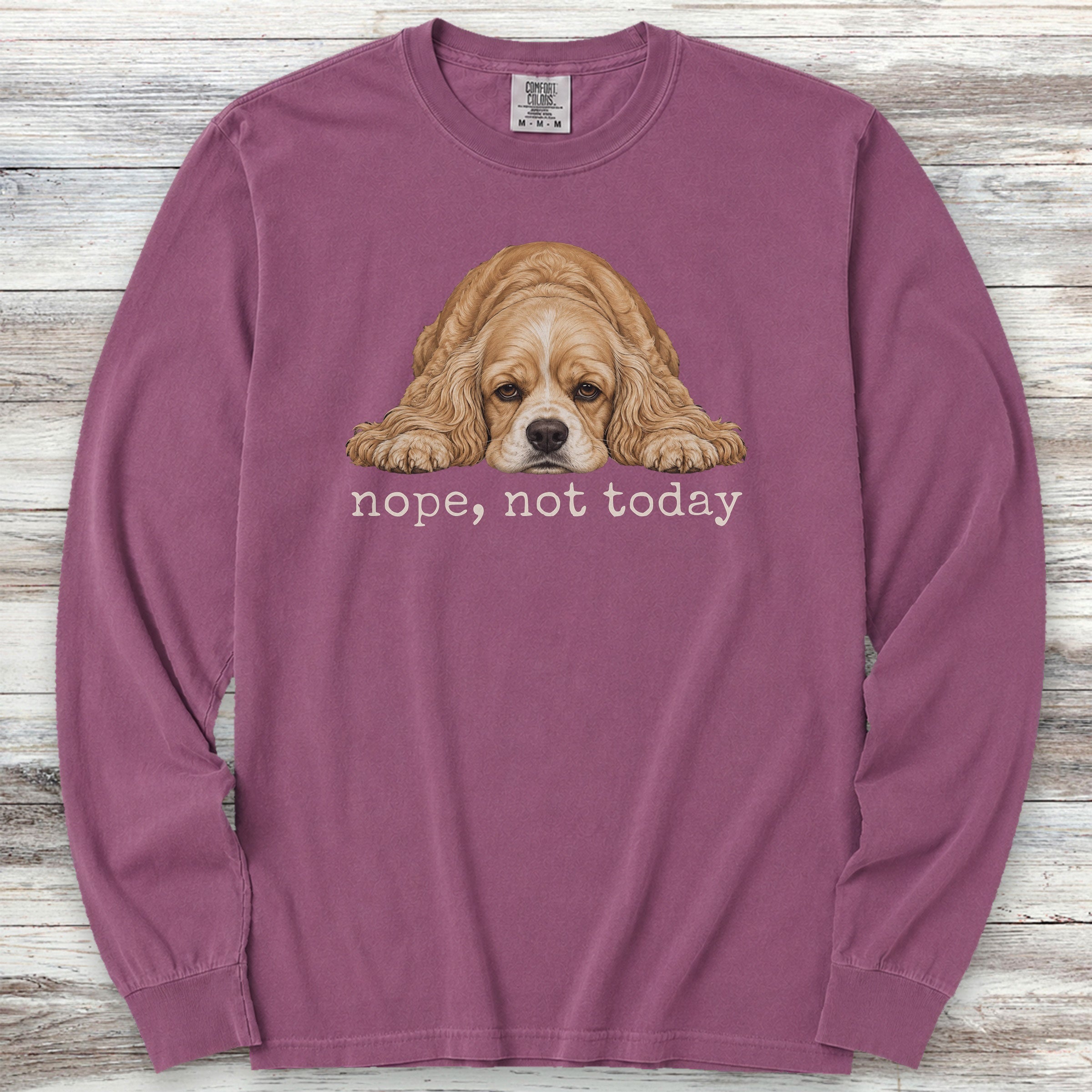Cocker Spaniel Nope Long Sleeve Tee - Berry