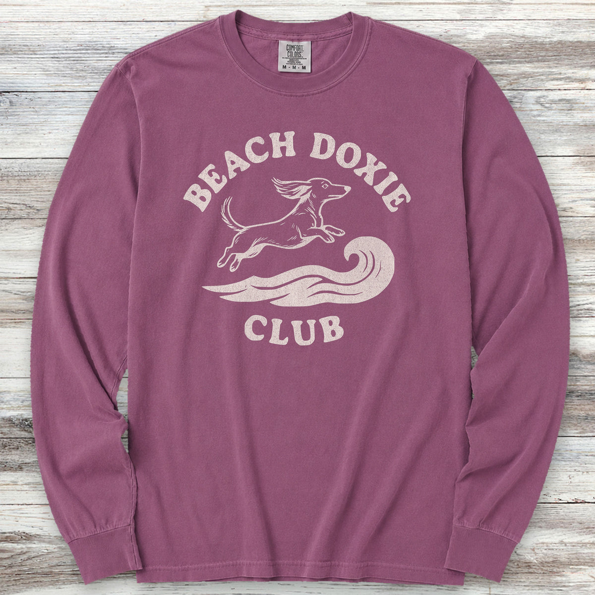 Dachshund Beach Doxie Long Sleeve Tee - Berry
