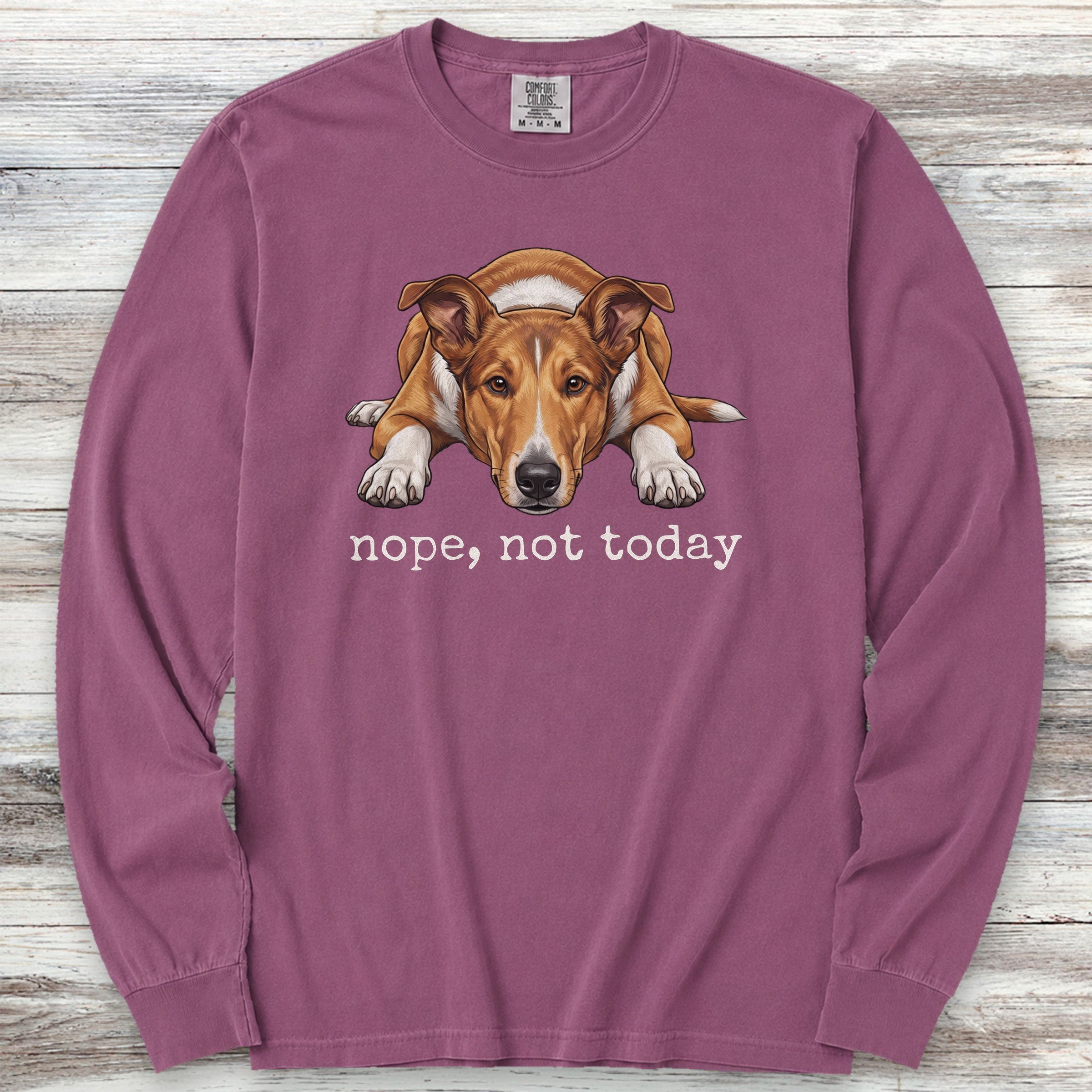 Smooth Collie Nope Long Sleeve Tee - Berry