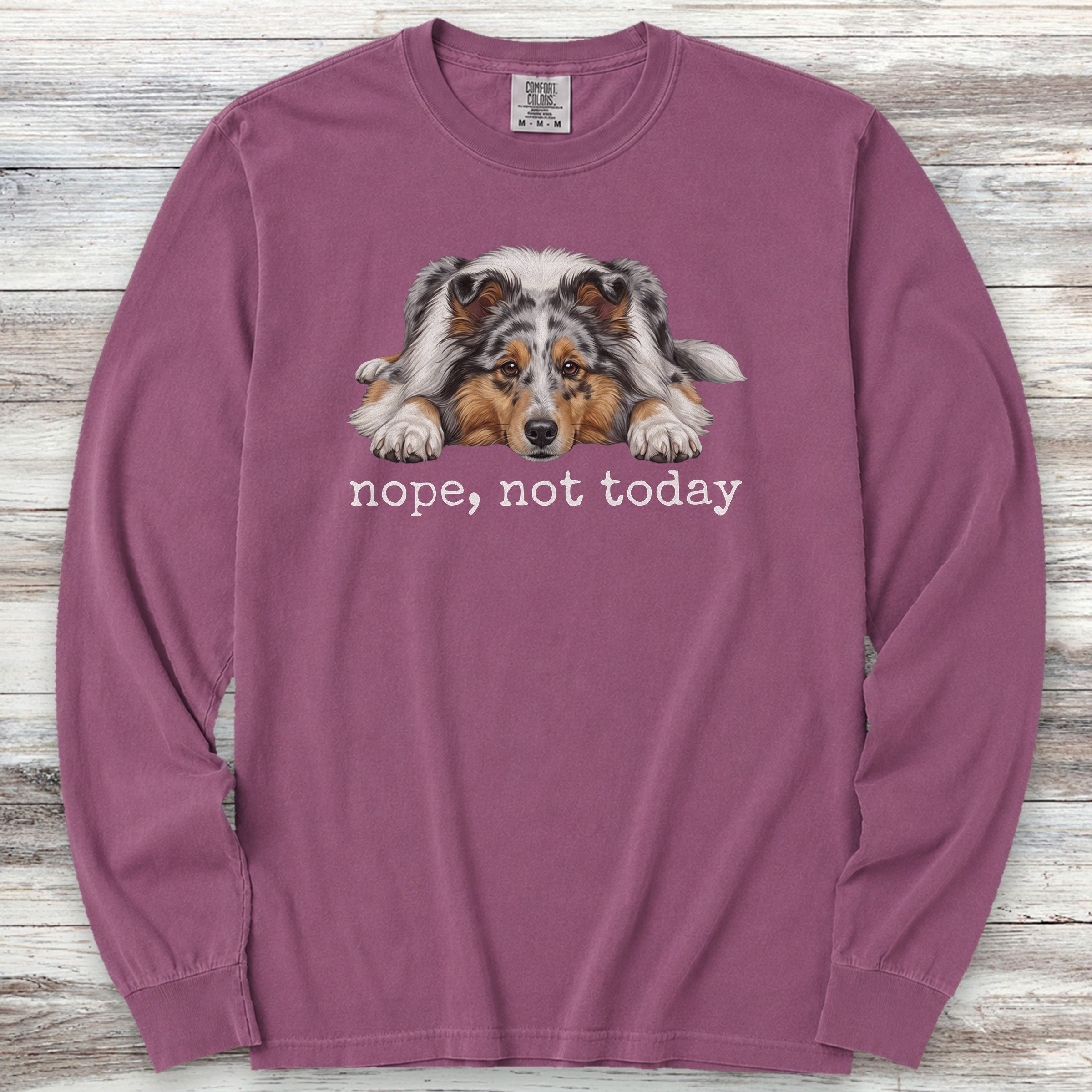 Shetland Sheepdog Blue Merle Nope Long Sleeve Tee - Berry