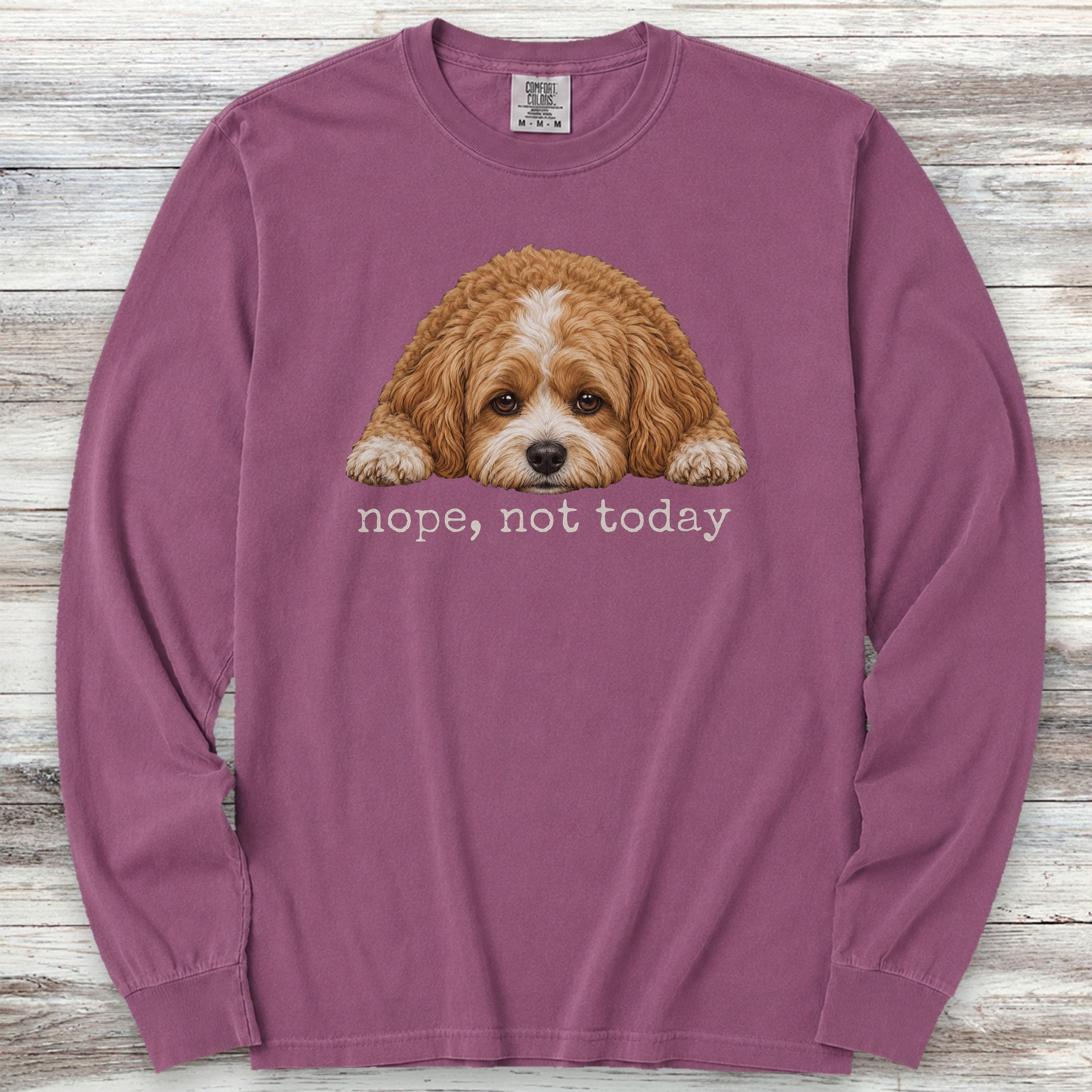 Cavapoo Nope Long Sleeve Tee - Berry