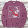 Bernese Mountain Dog Etching Long Sleeve Tee - Berry
