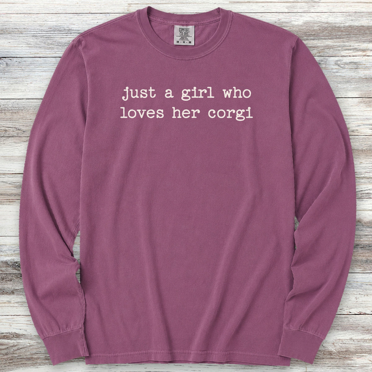 Corgi Girl Long Sleeve Tee - Berry