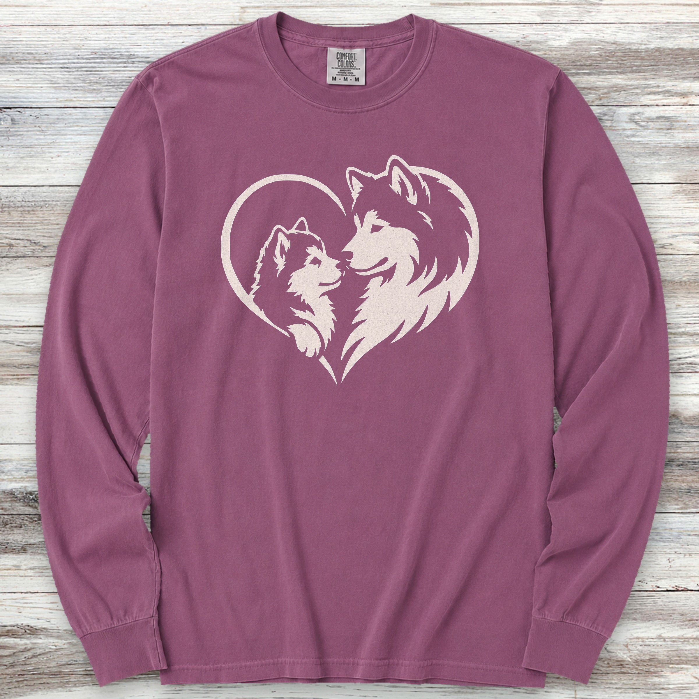 Alaskan Malamute Heart Bond Long Sleeve Tee - Berry