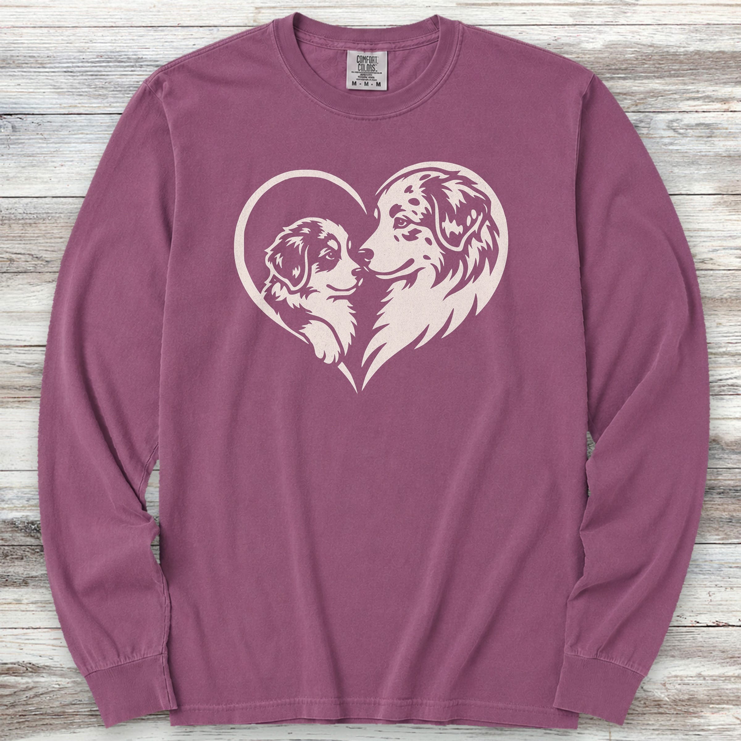 Australian Shepherd Heart Bond Long Sleeve Tee - Berry