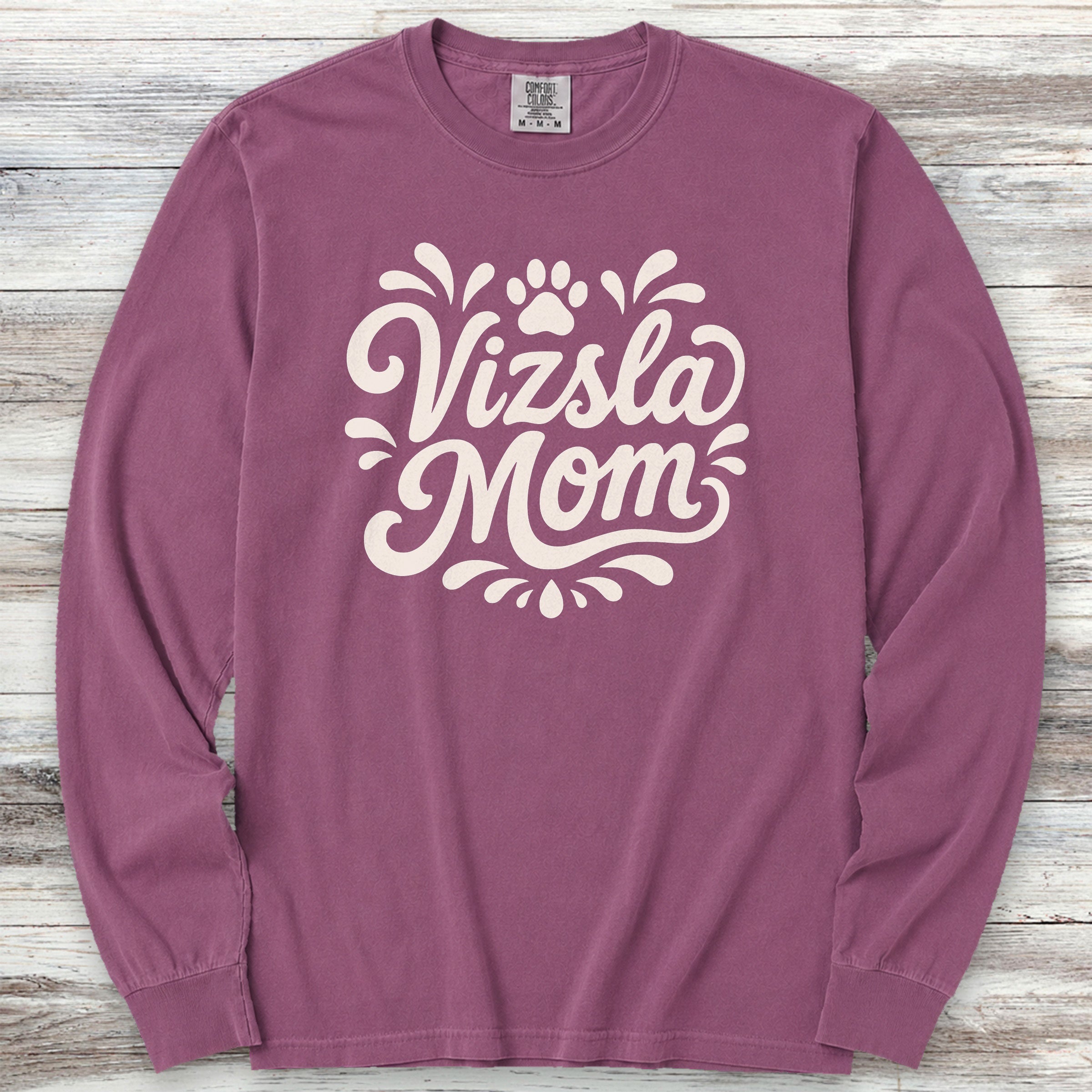 Vizsla Groovy Mom Long Sleeve Tee - Berry