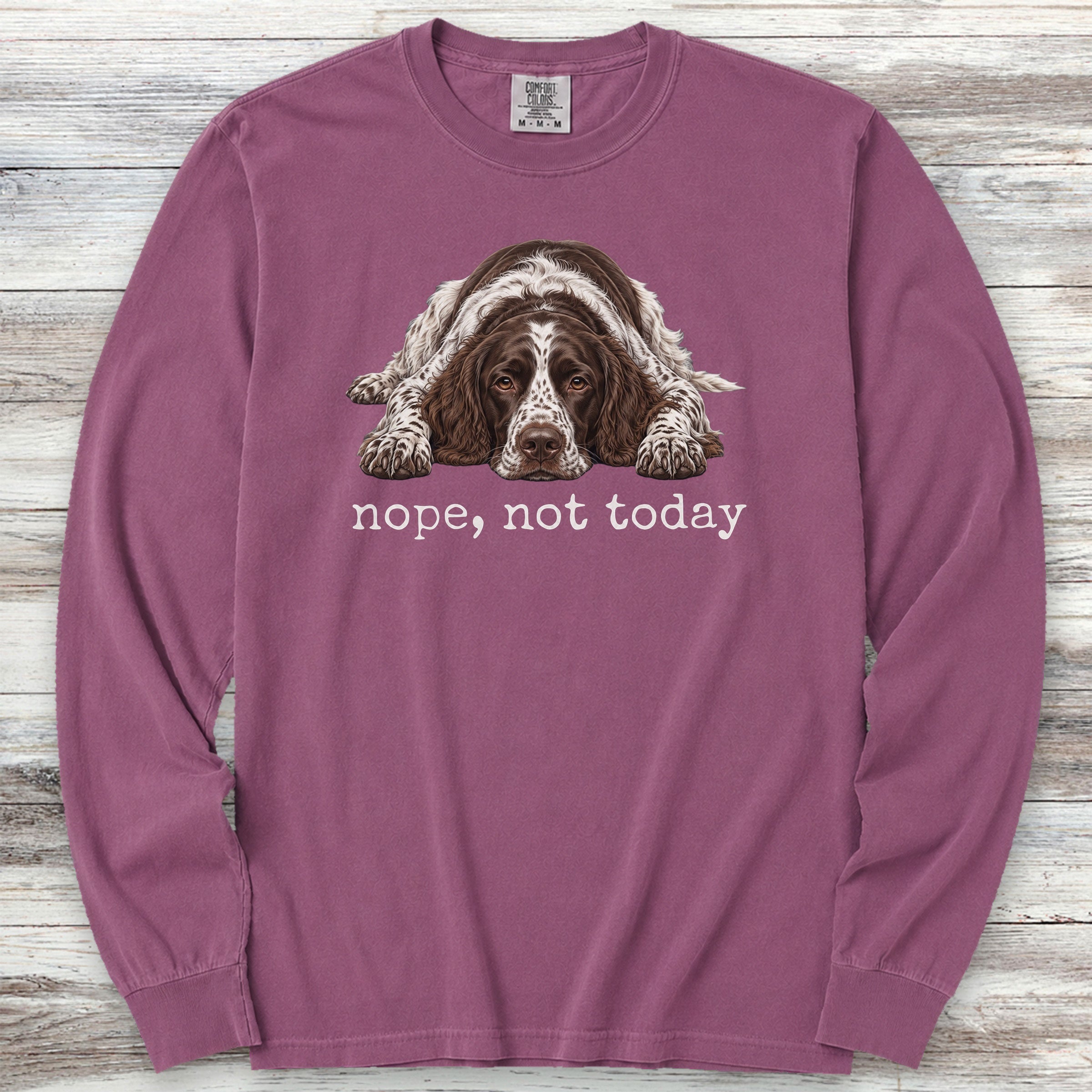 English Springer Spaniel Nope Long Sleeve Tee - Berry