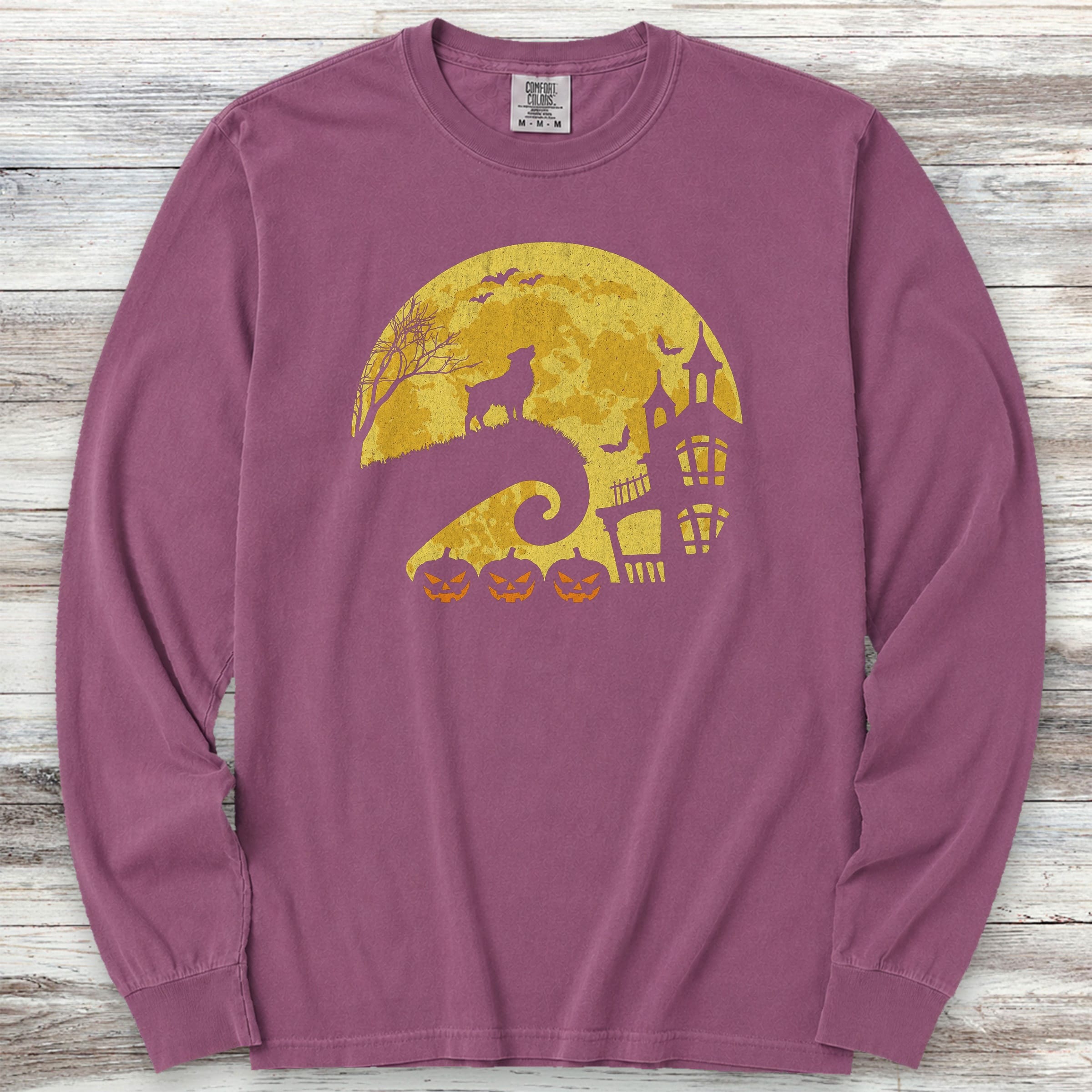 American Shepherd Halloween Moon Long Sleeve Tee - Berry