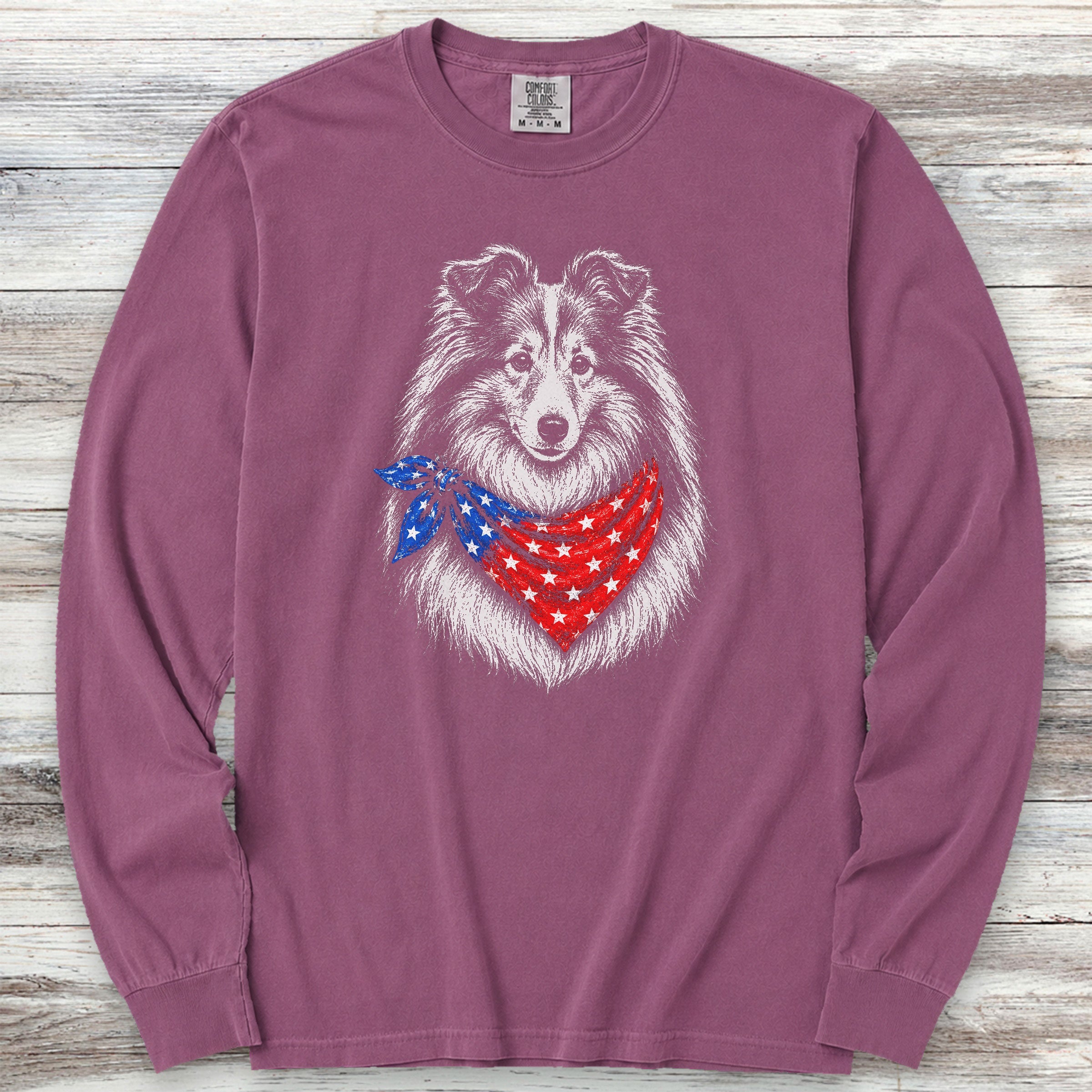 Shetland Sheepdog USA Long Sleeve Tee - Berry