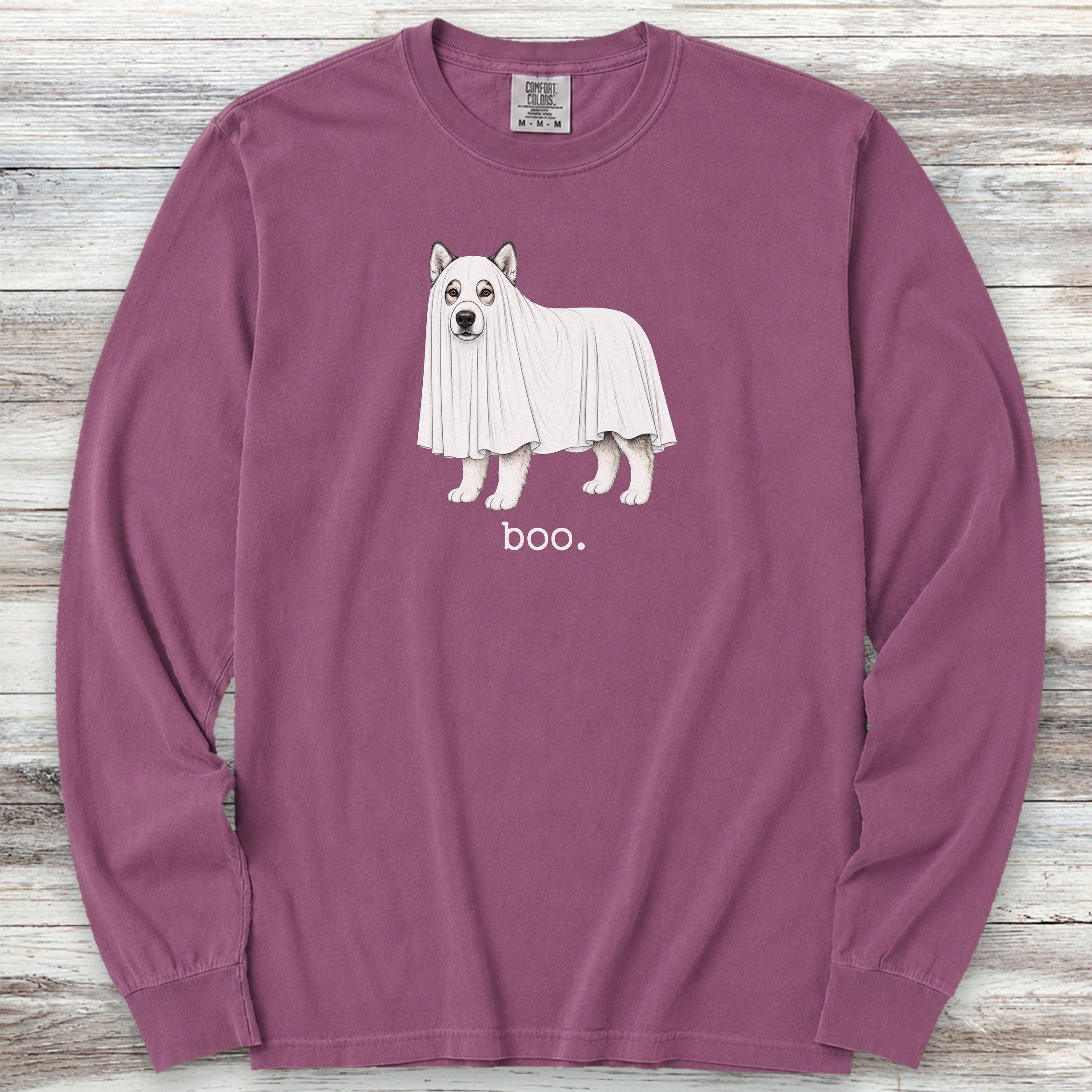 Alaskan Malamute Boo Long Sleeve Tee - Berry