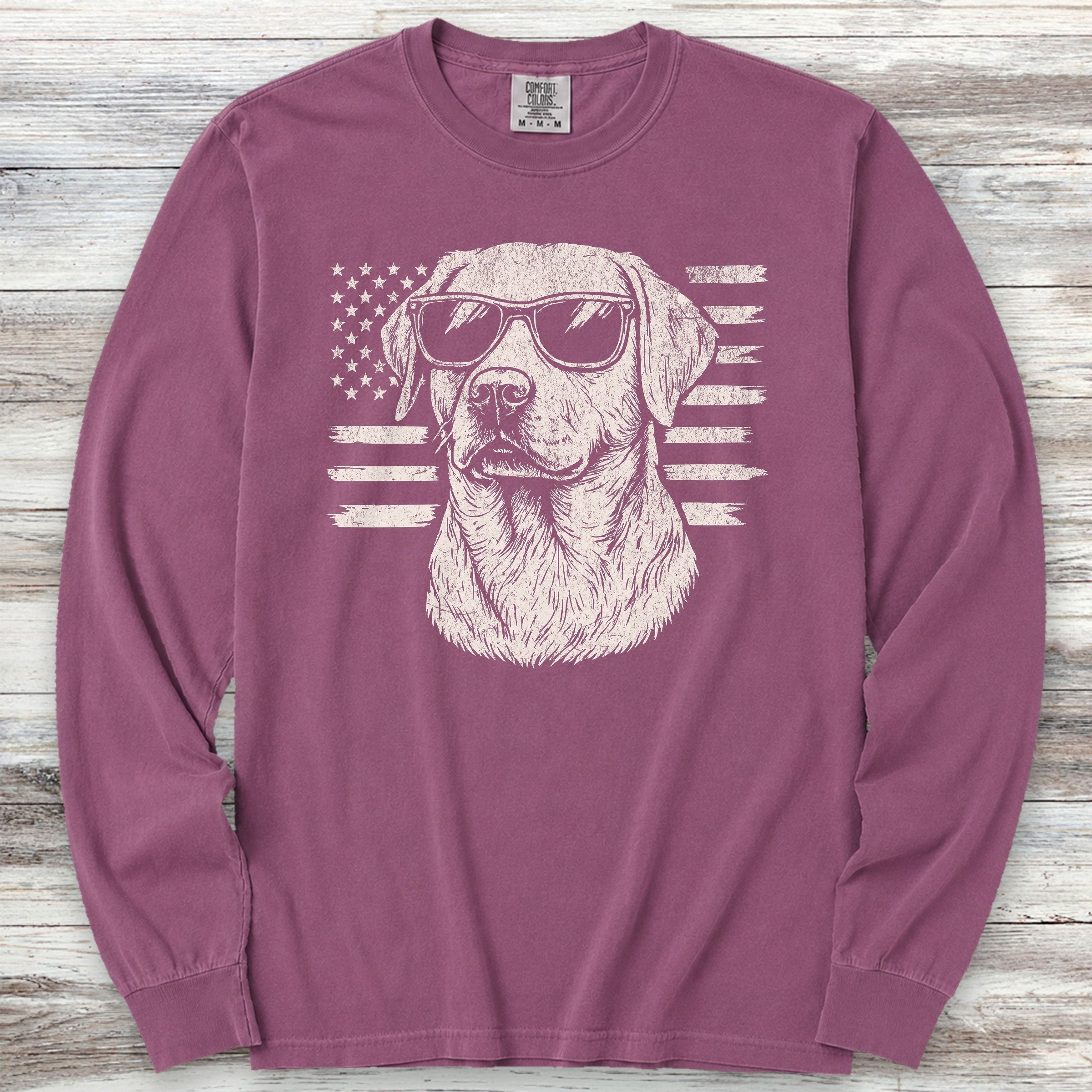 Labrador Retriever Flag Long Sleeve Tee - Berry