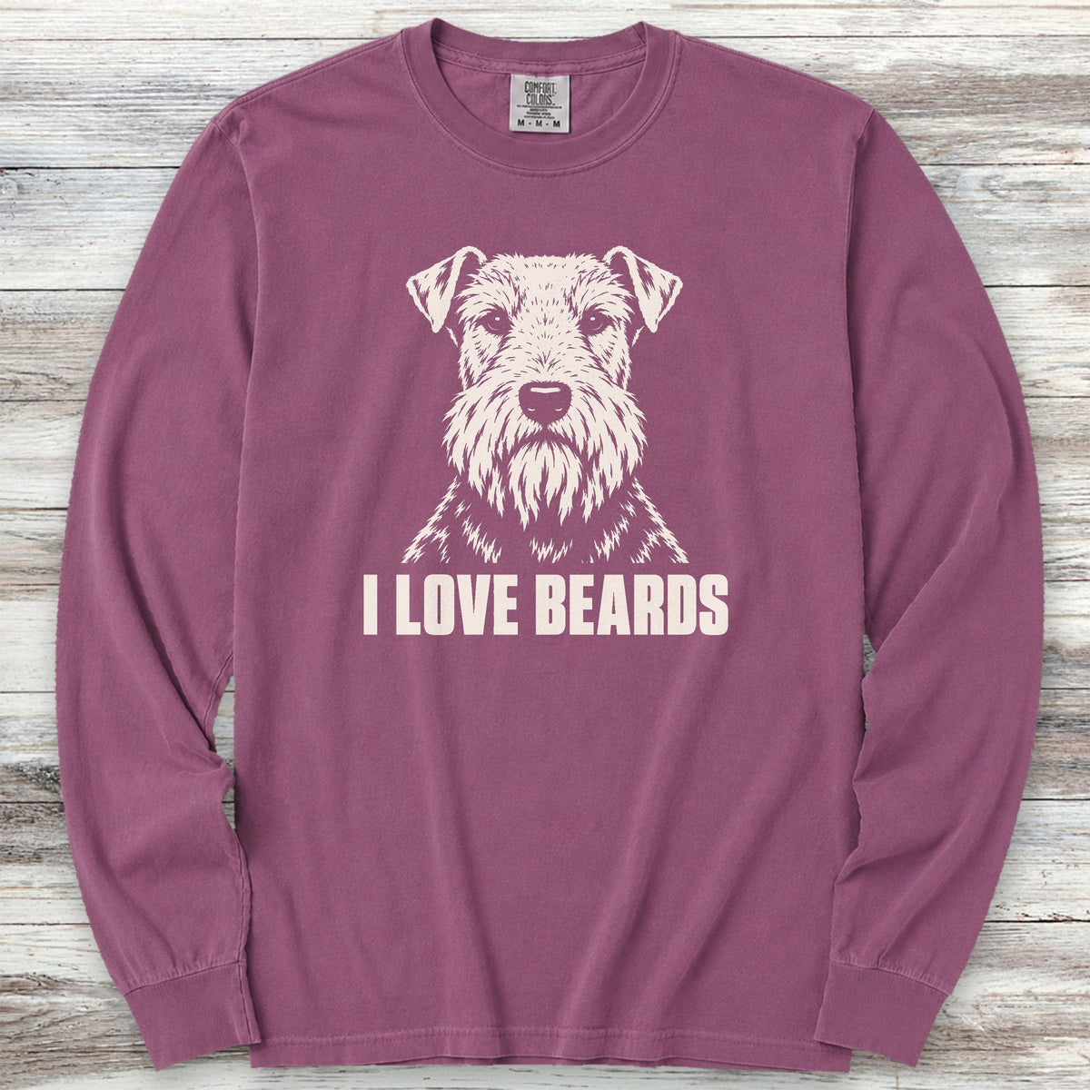 Welsh Terrier I Love Beards Long Sleeve Tee - Berry