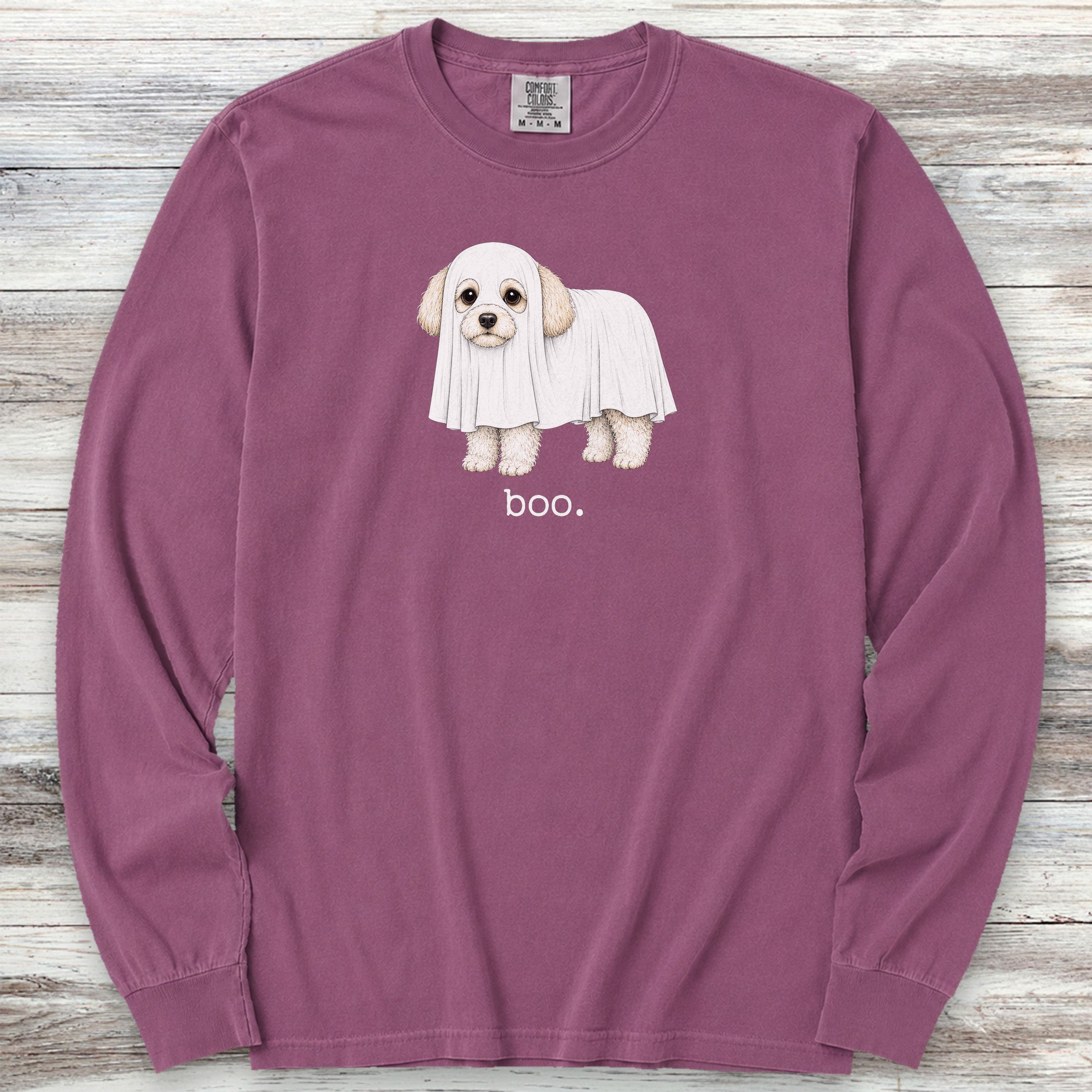 Maltipoo Boo Long Sleeve Tee - Berry