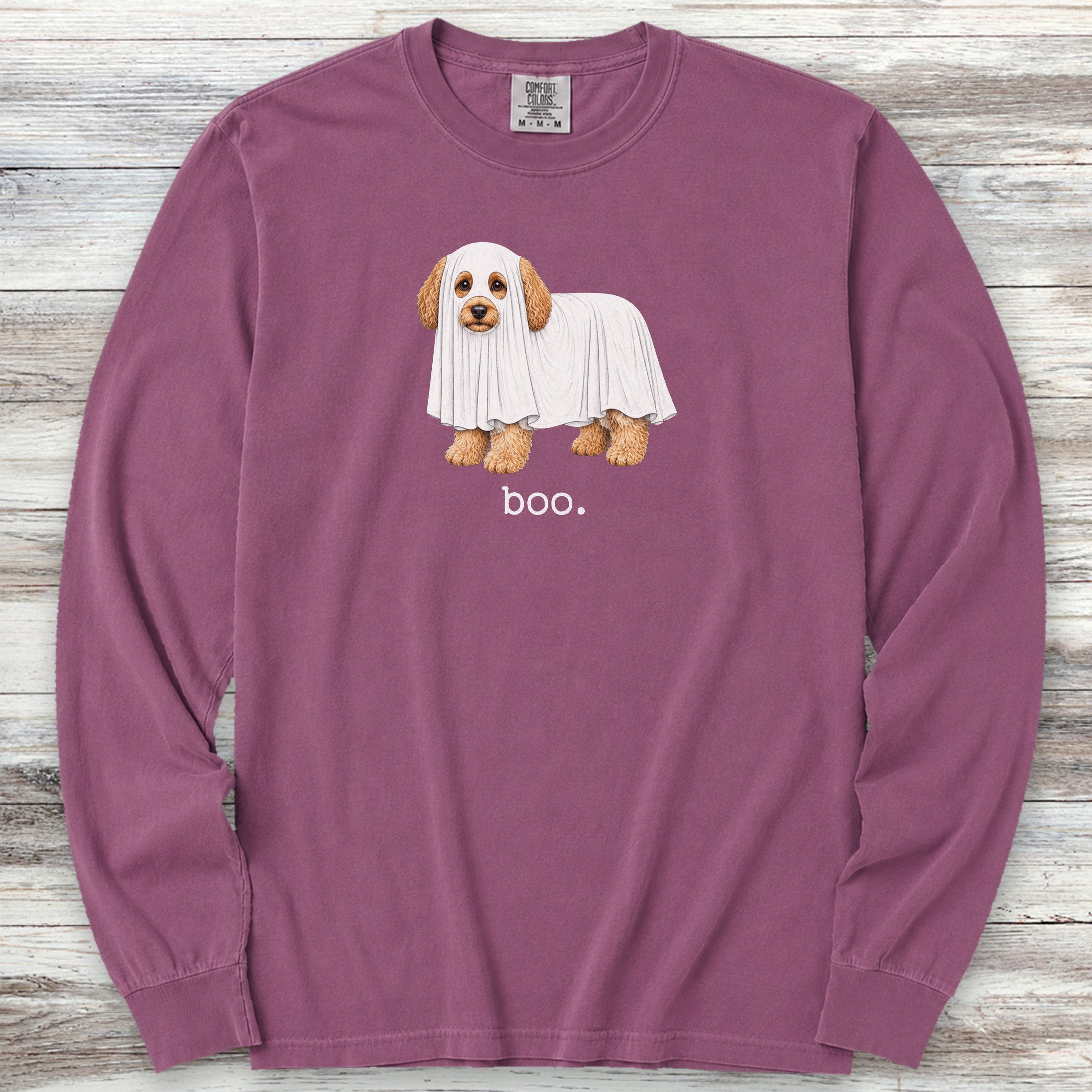Cavapoo Boo Long Sleeve Tee - Berry