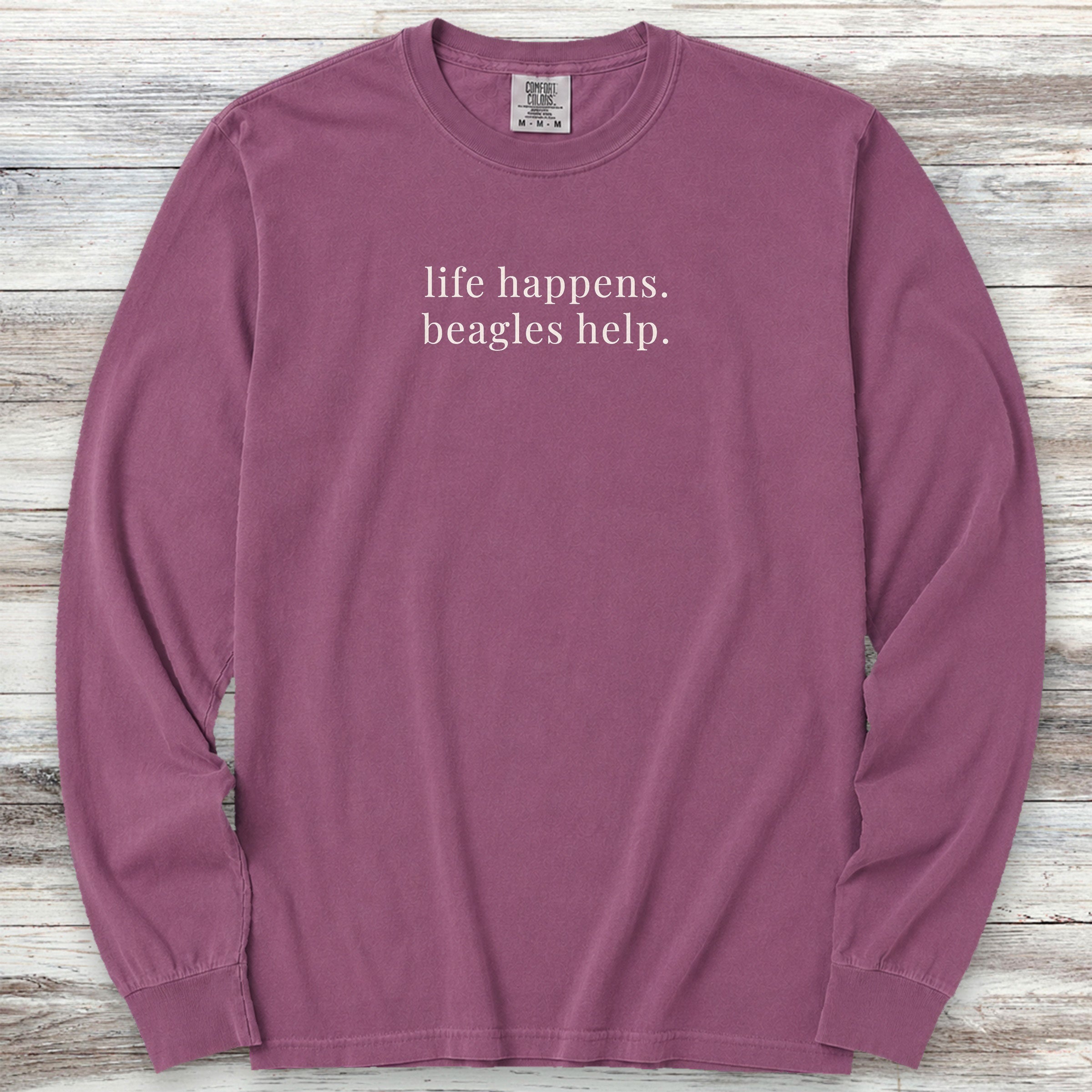 Beagle Help Long Sleeve Tee - Berry