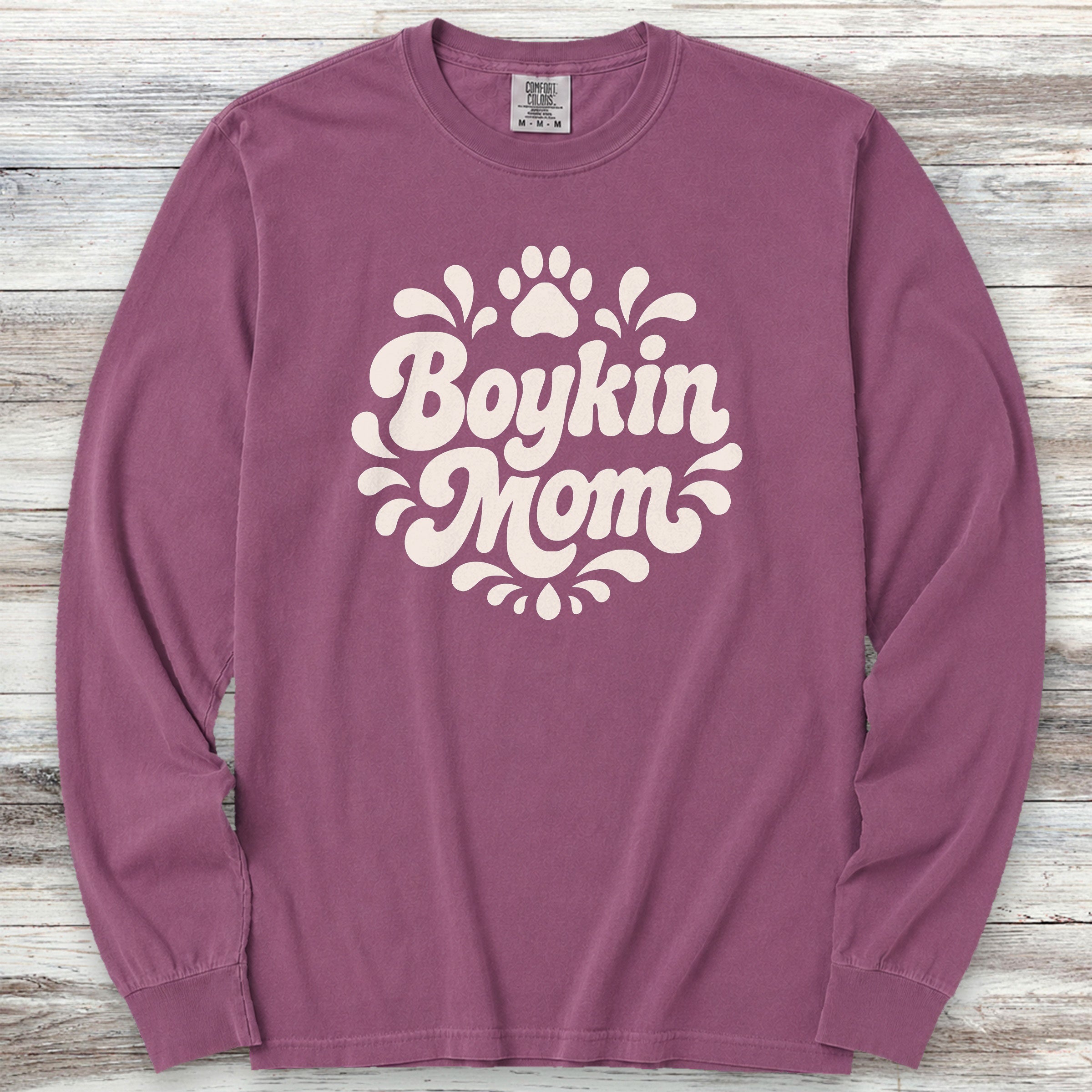 Boykin Spaniel Groovy Mom Long Sleeve Tee - Berry