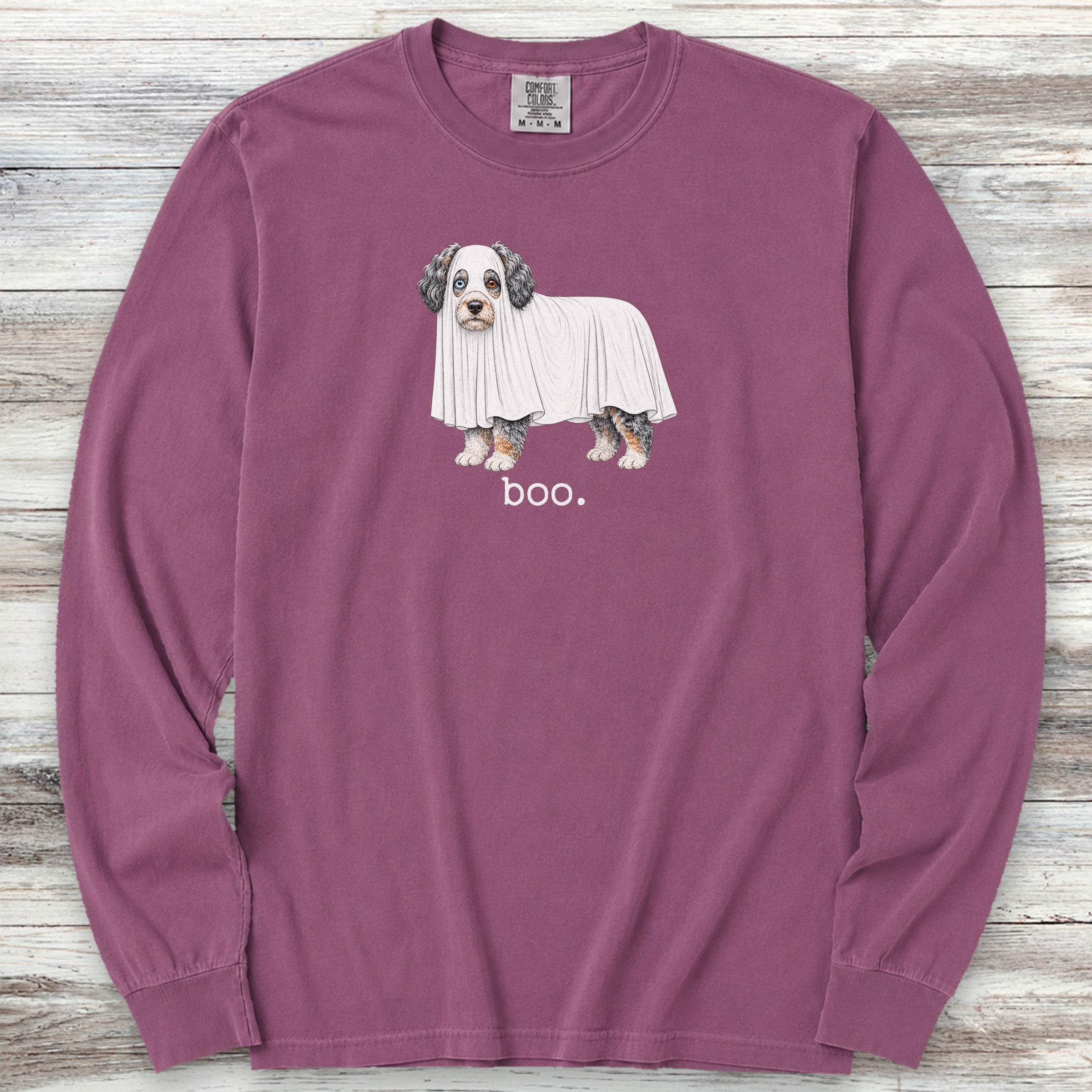 Aussiedoodle Boo Long Sleeve Tee - Berry