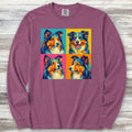 Shetland Sheepdog Pop Art Long Sleeve Tee - Berry