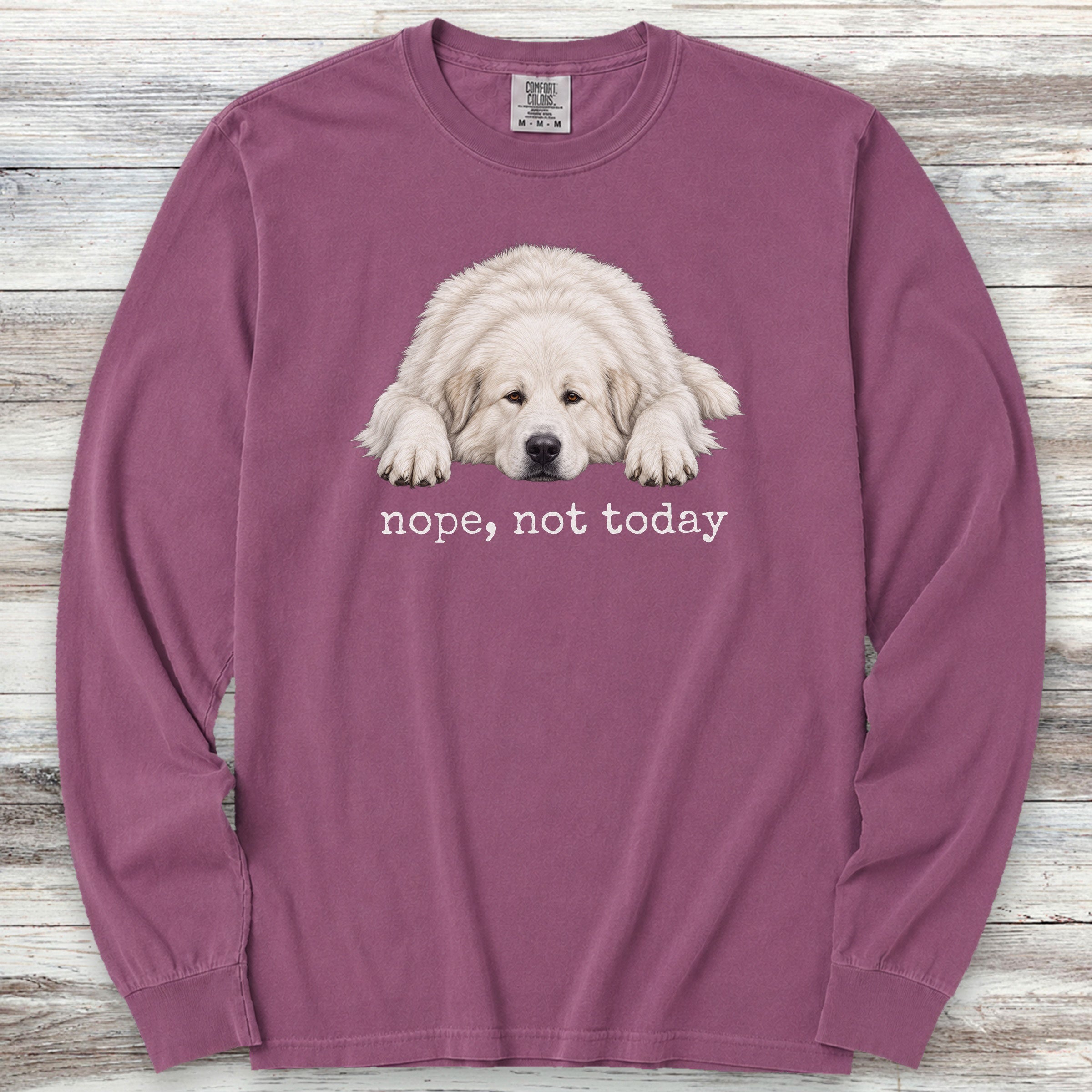 Great Pyrenees Nope Long Sleeve Tee - Berry