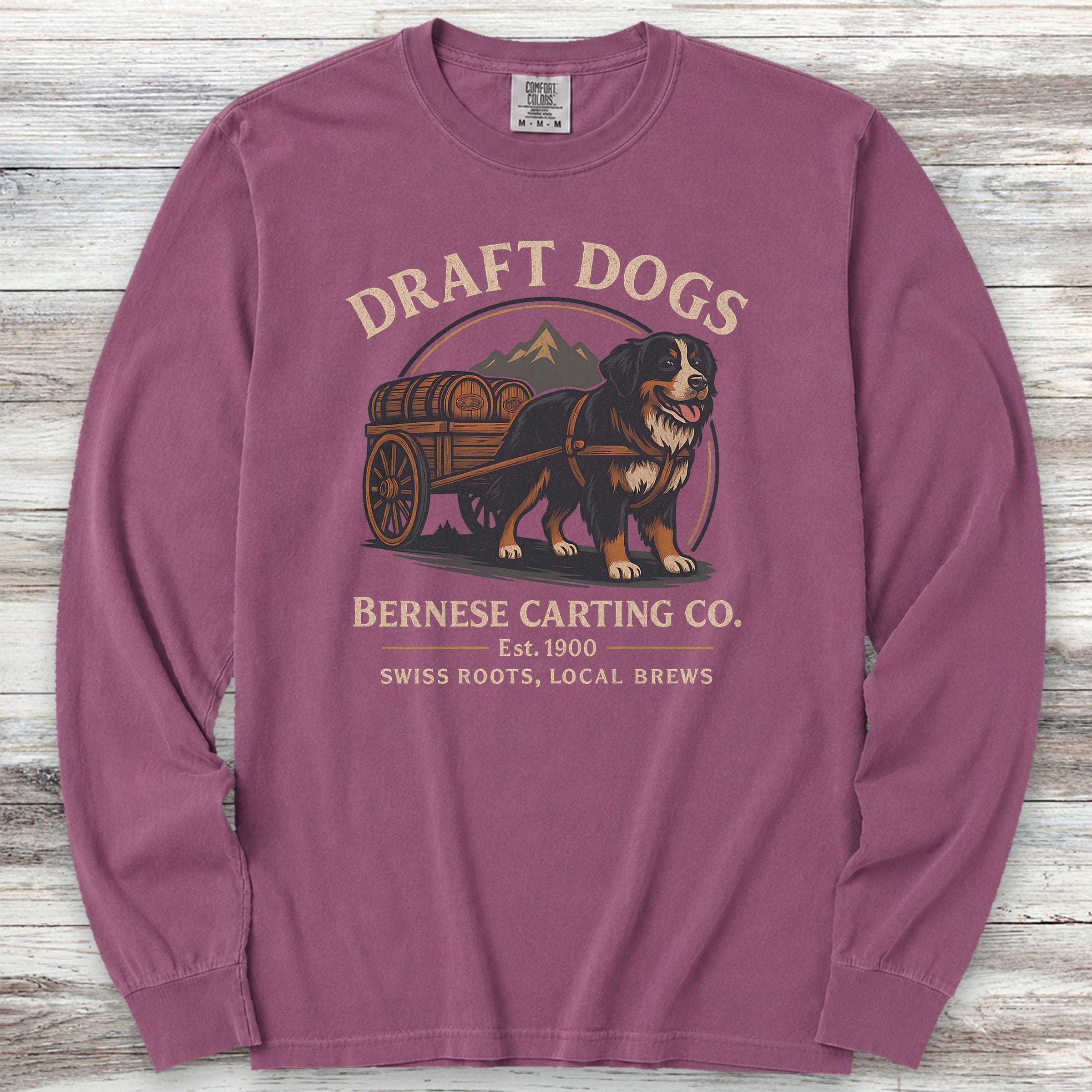 Bernese Mountain Dog Draft Dogs Long Sleeve Tee - Berry