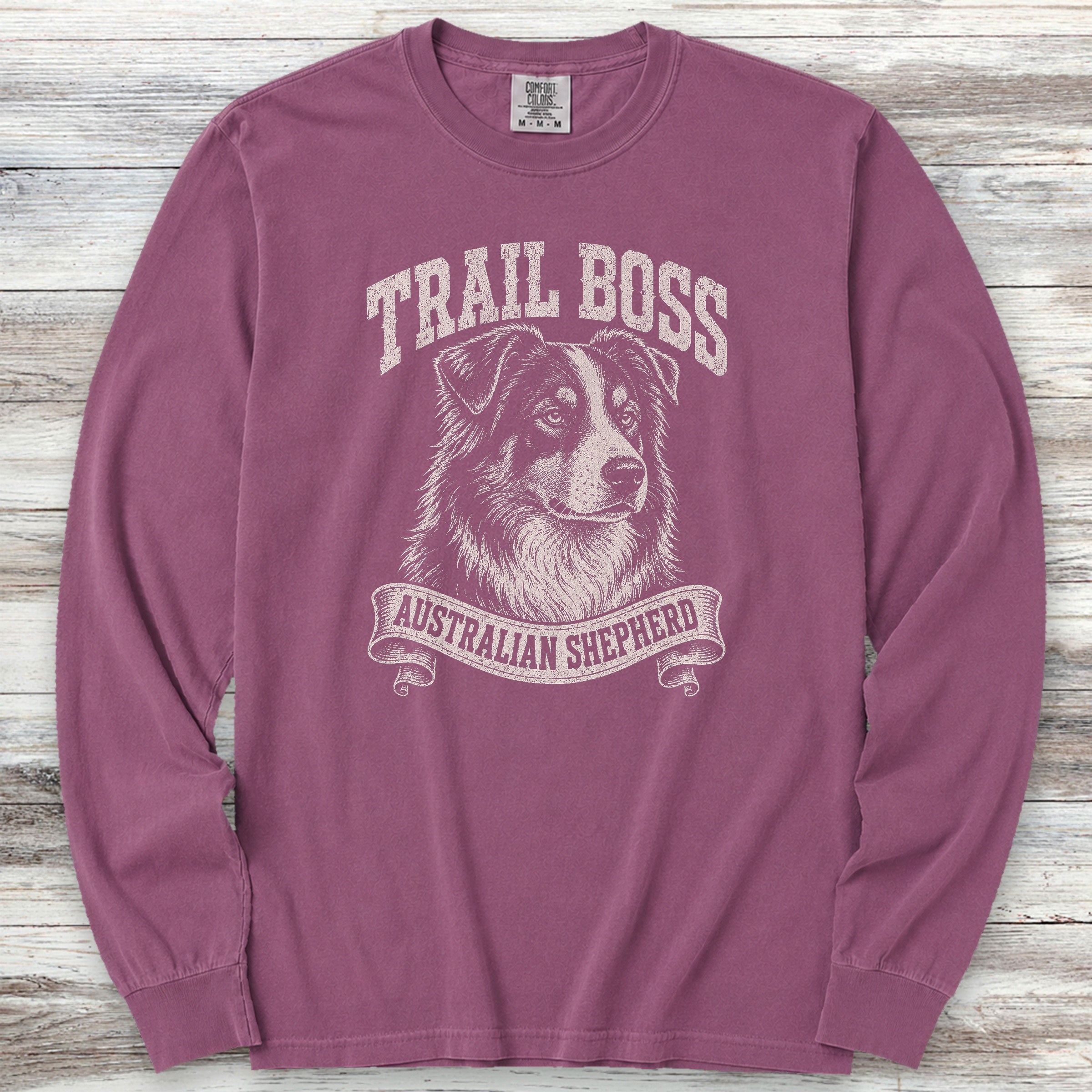 Australian Shepherd Trail Boss Long Sleeve Tee - Berry