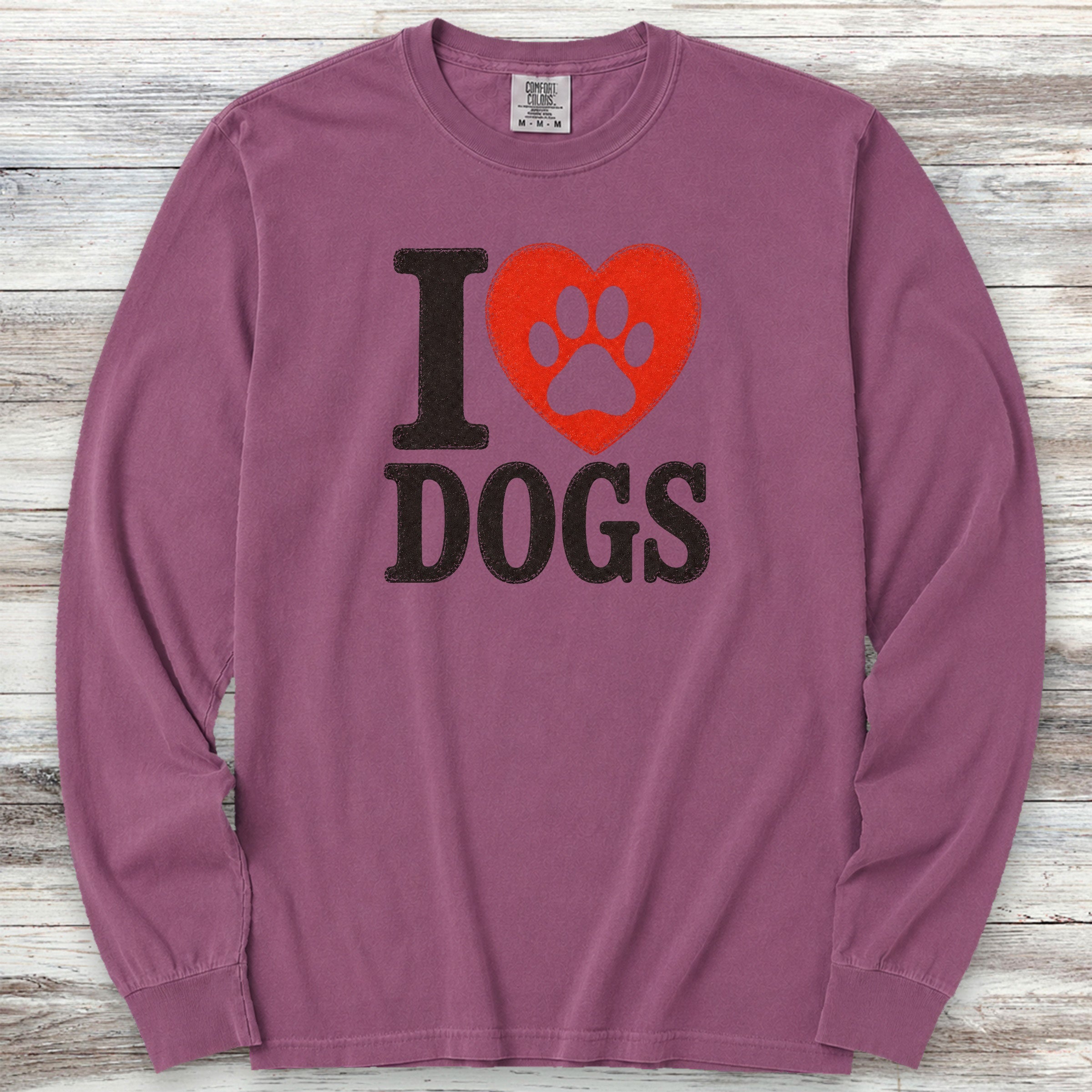 I Heart Dogs Long Sleeve Tee - Berry