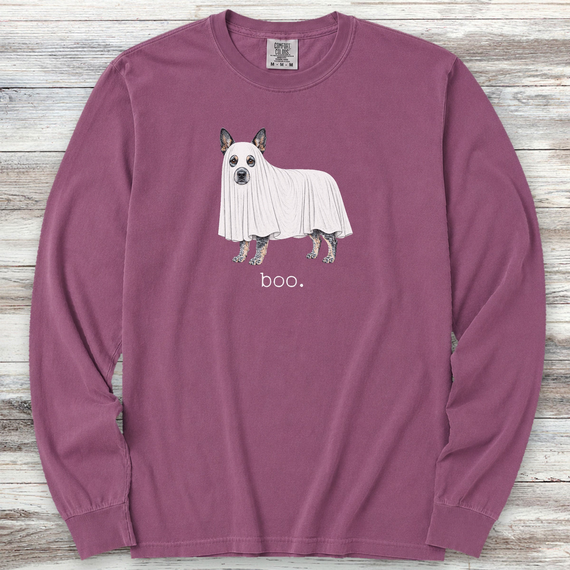Australian Cattle Dog Boo Long Sleeve Tee - Berry