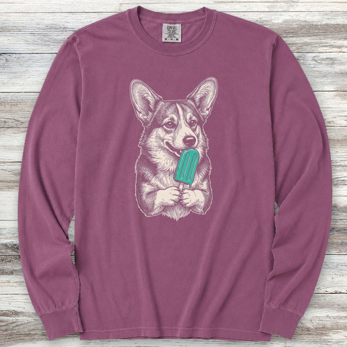 Corgi Pupsicle Long Sleeve Tee - Berry