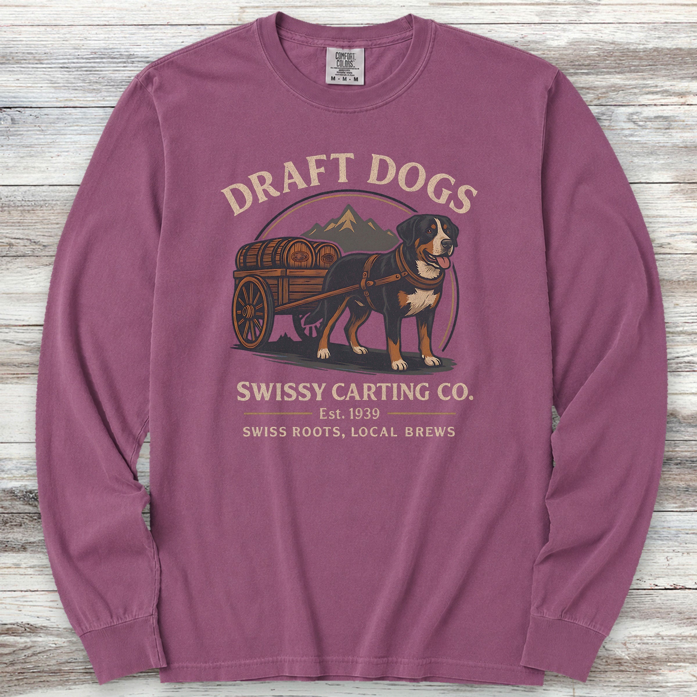 Swiss Mountain Dog Draft Dogs Long Sleeve Tee - Berry
