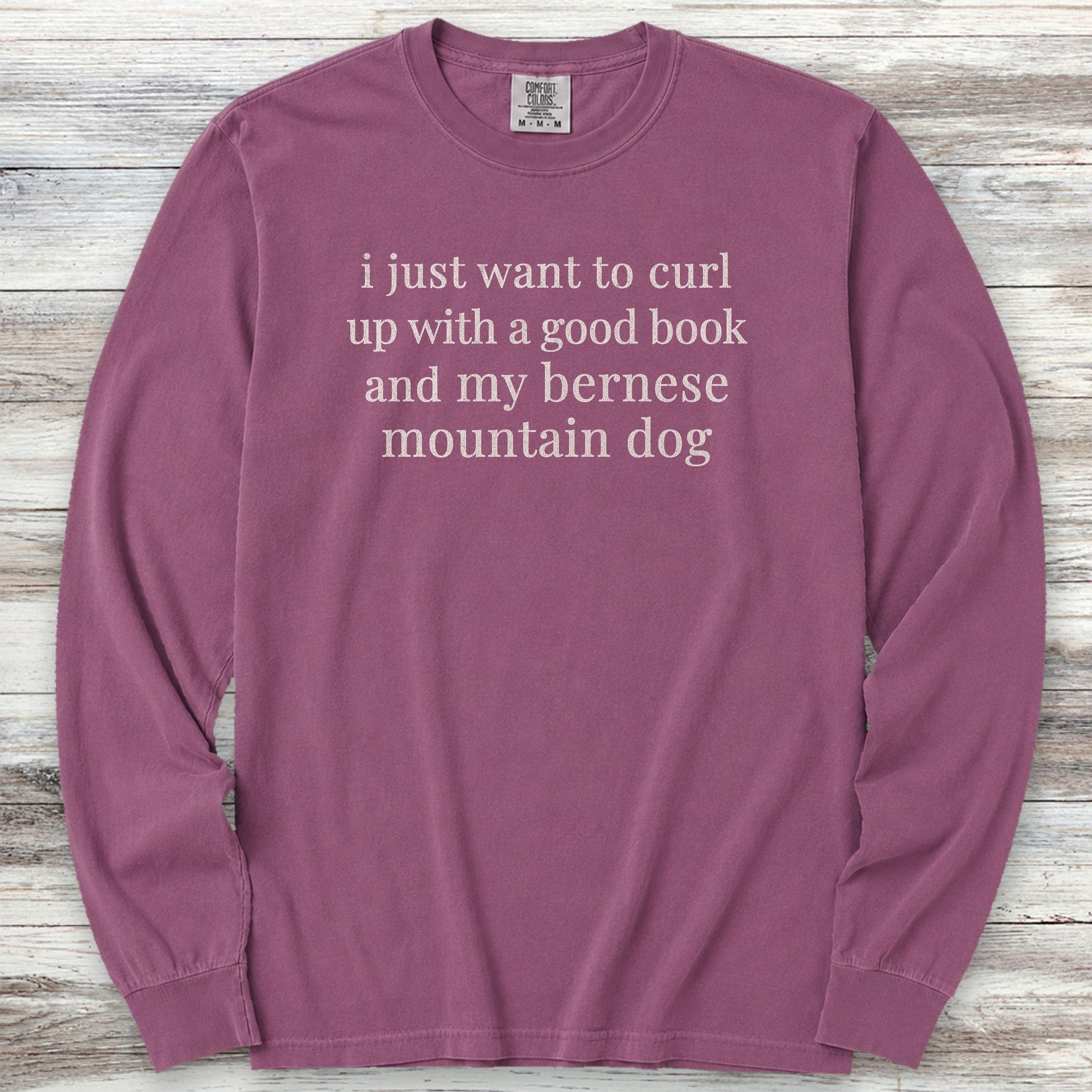 Bernese Mountain Dog Book Long Sleeve Tee - Berry