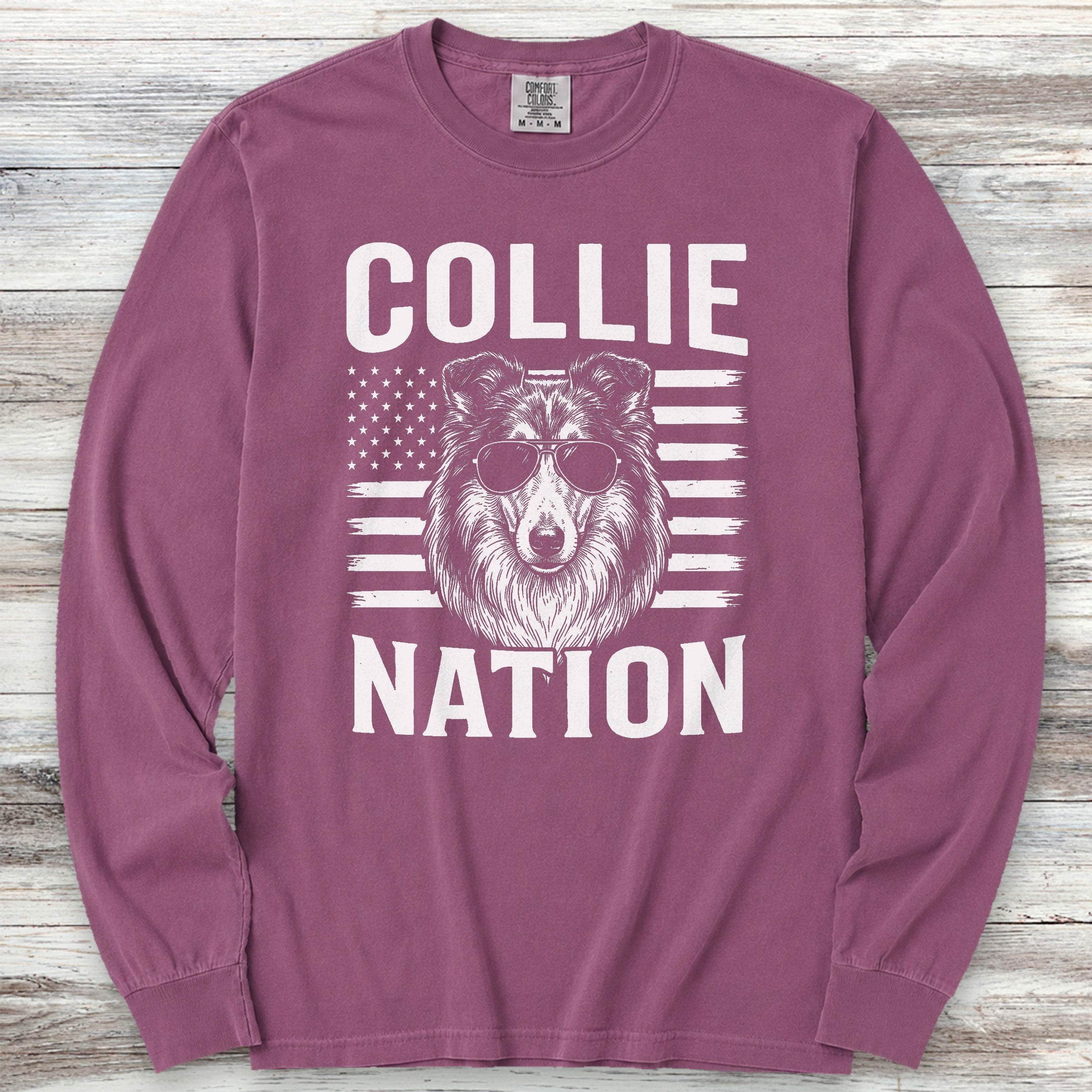 Rough Collie Nation Long Sleeve Tee - Berry