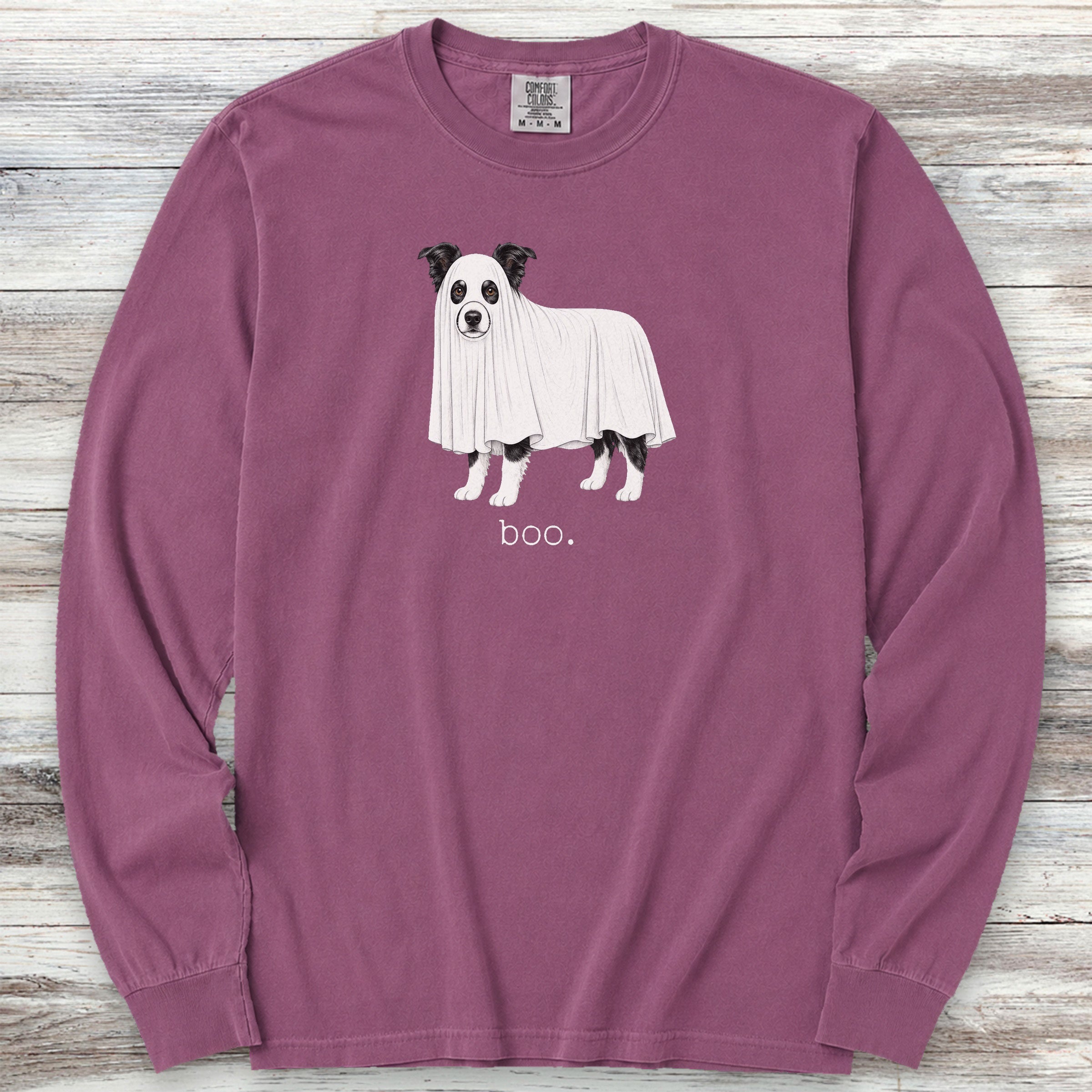 Border Collie Boo Long Sleeve Tee - Berry