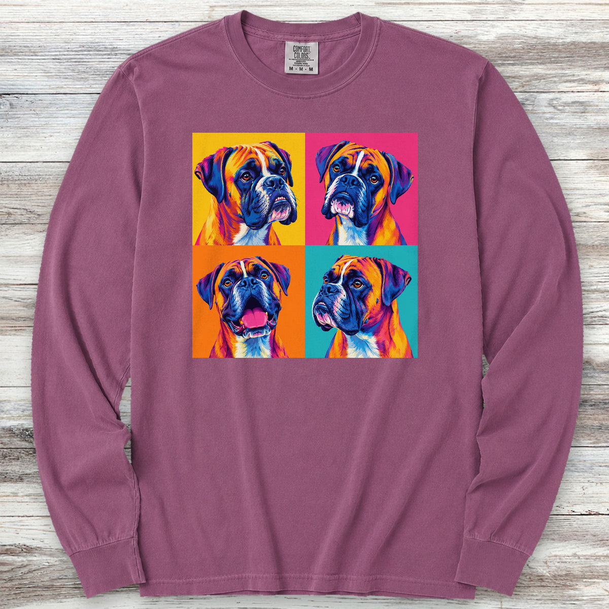 Boxer Pop Art Long Sleeve Tee - Berry