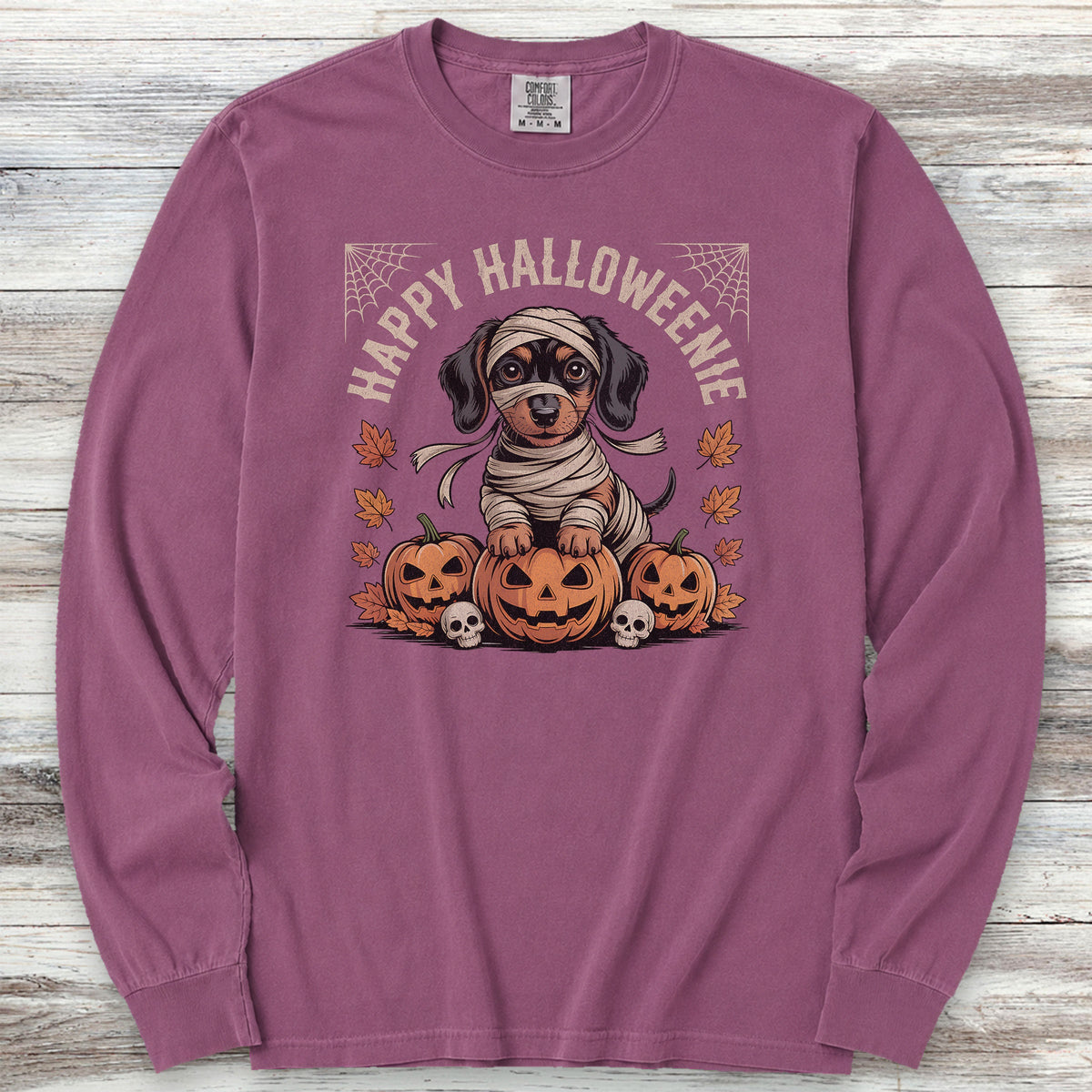 Dachshund Halloweenie Long Sleeve Tee - Berry