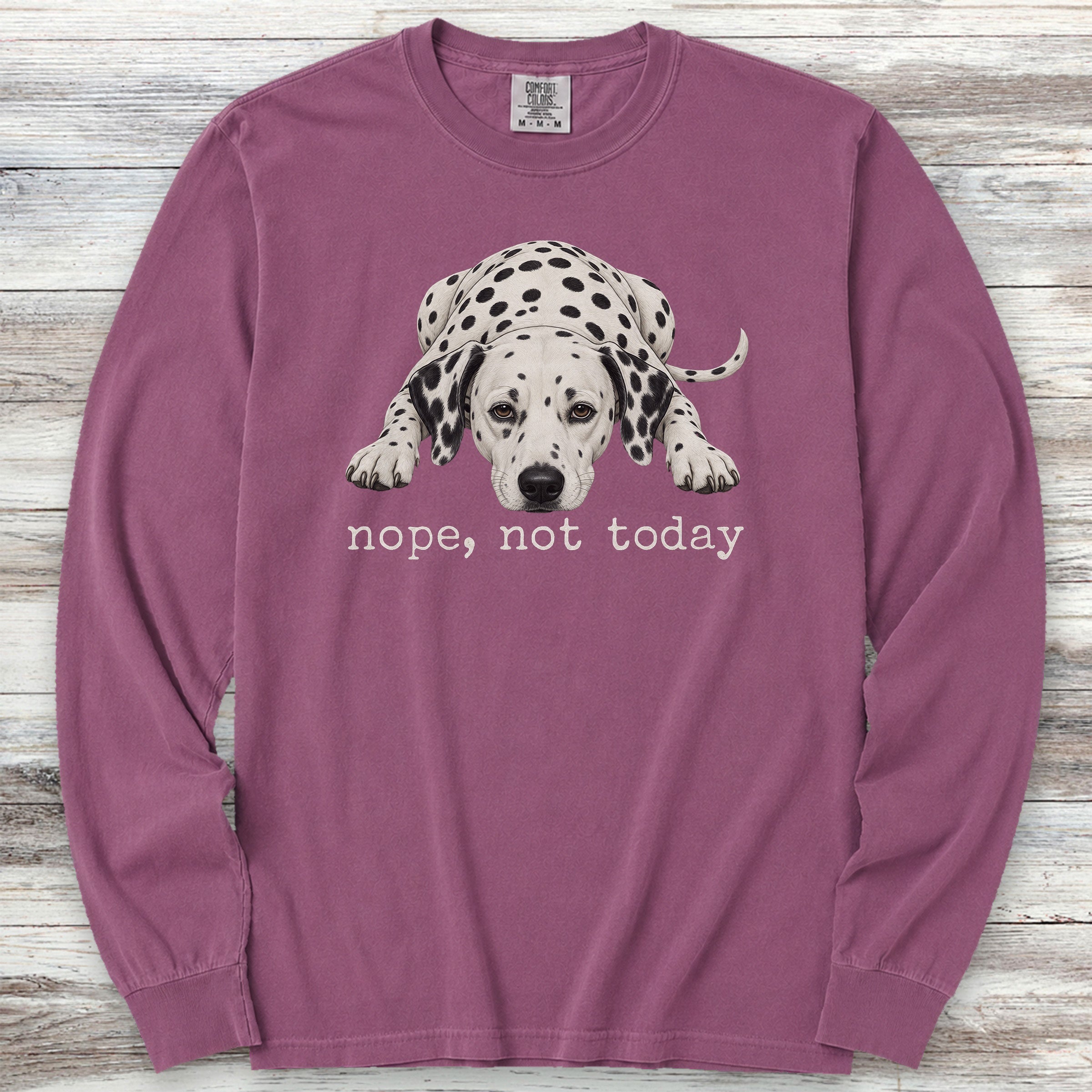 Dalmatian Nope Long Sleeve Tee - Berry