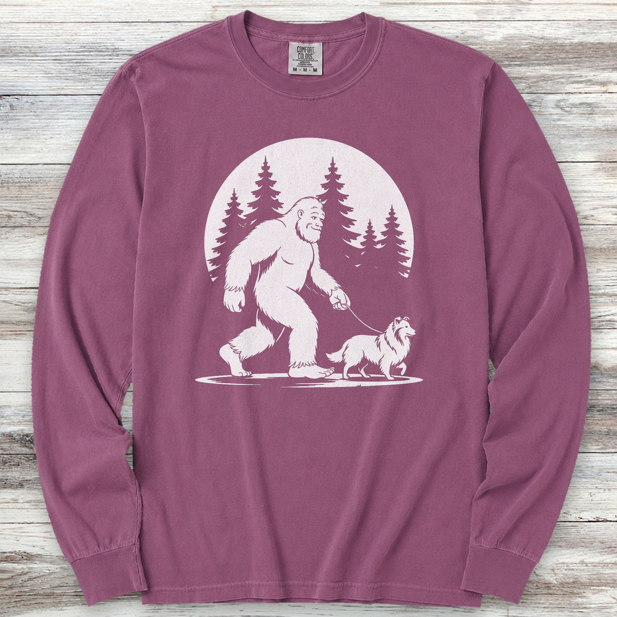 Shetland Sheepdog Bigfoot Long Sleeve Tee - Berry