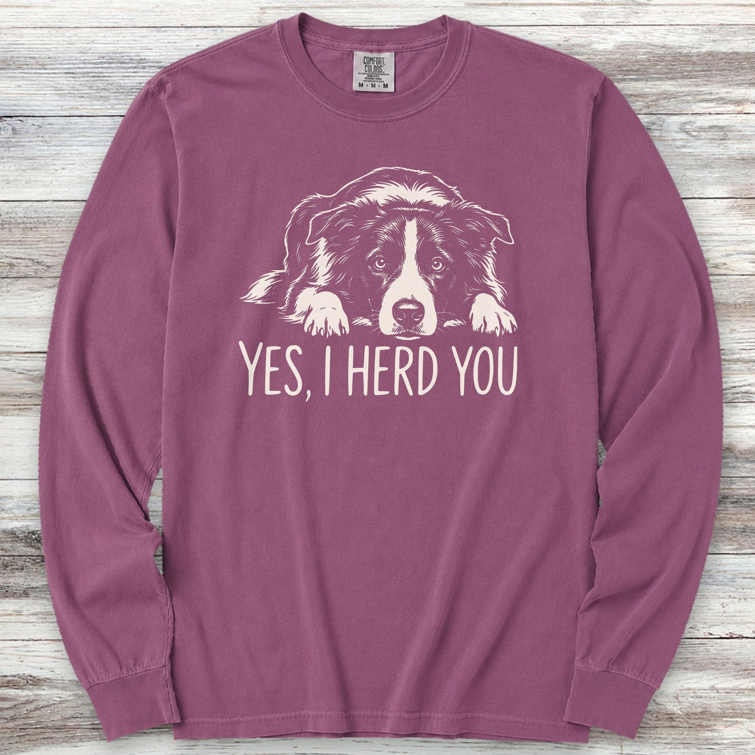 Border Collie Herd You Long Sleeve Tee - Berry