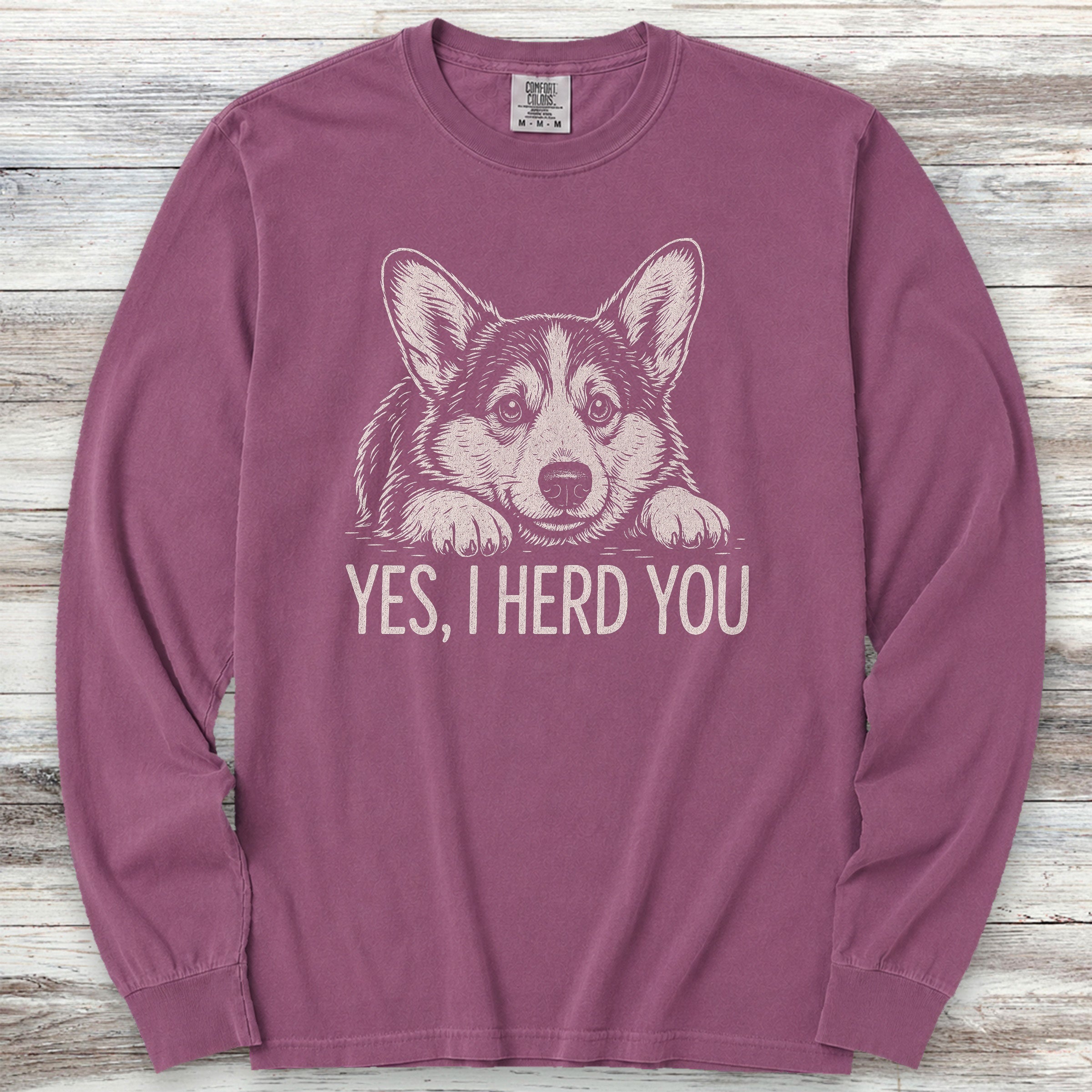 Corgi Herd You Long Sleeve Tee - Berry