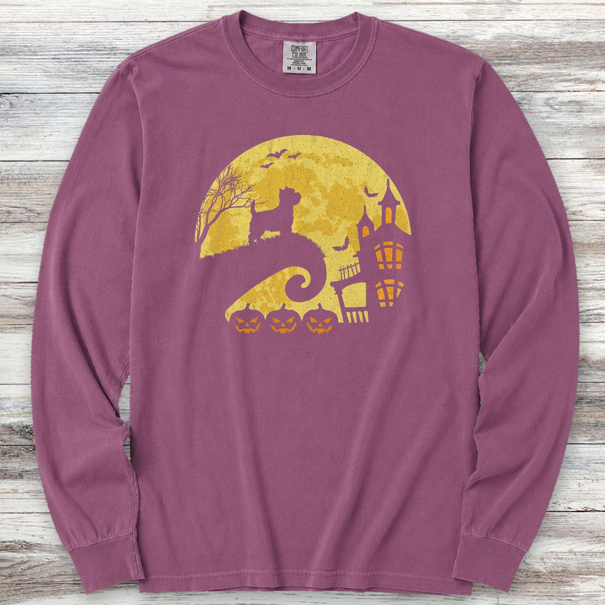 West Highland Halloween Moon Long Sleeve Tee - Berry