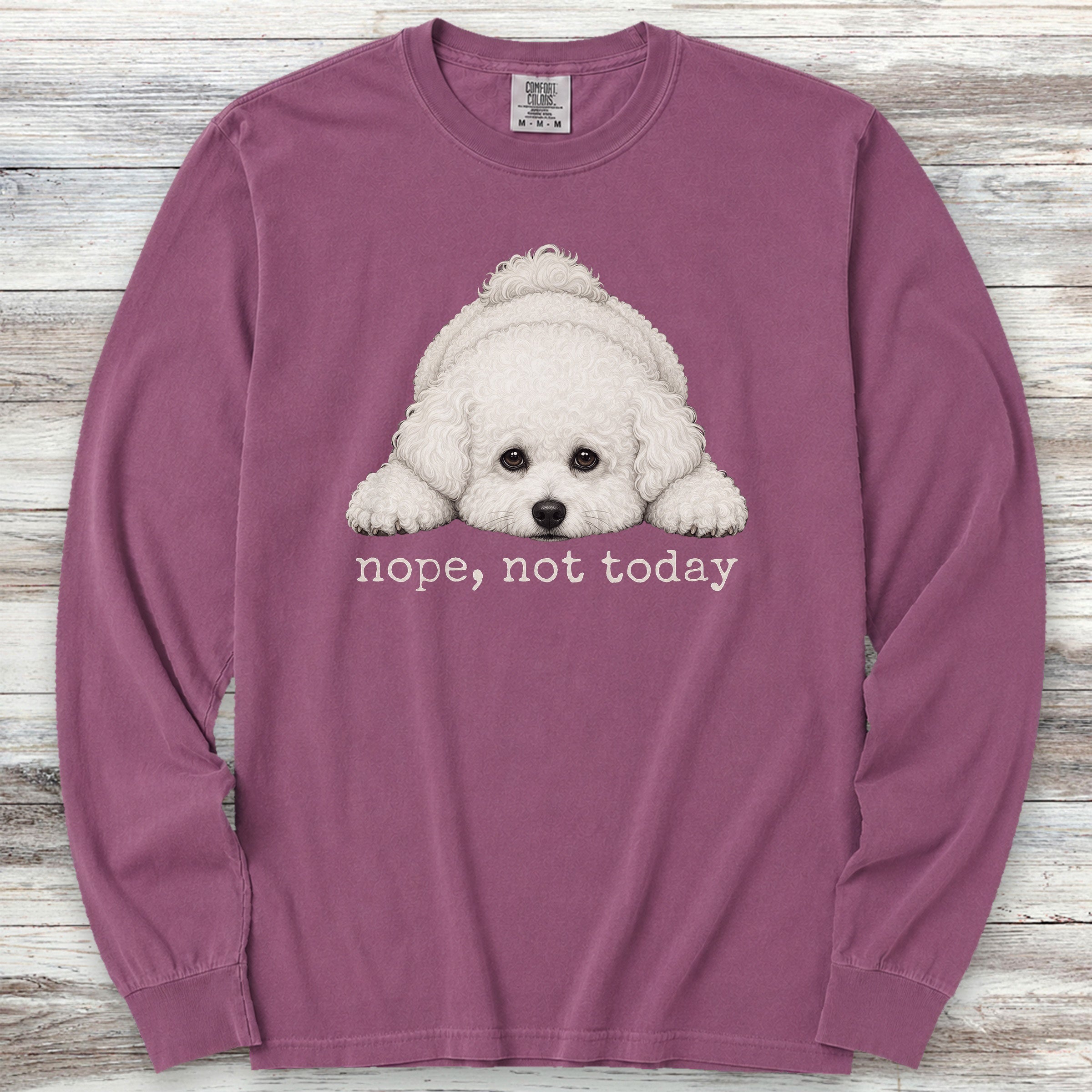 Bichon Frise Nope Long Sleeve Tee - Berry