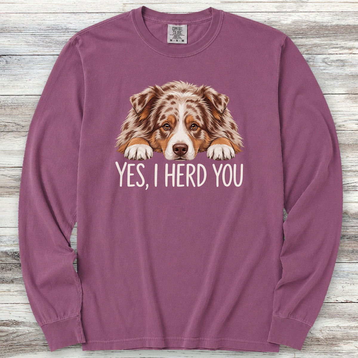 Australian Shepherd Red Herd You Long Sleeve Tee - Berry