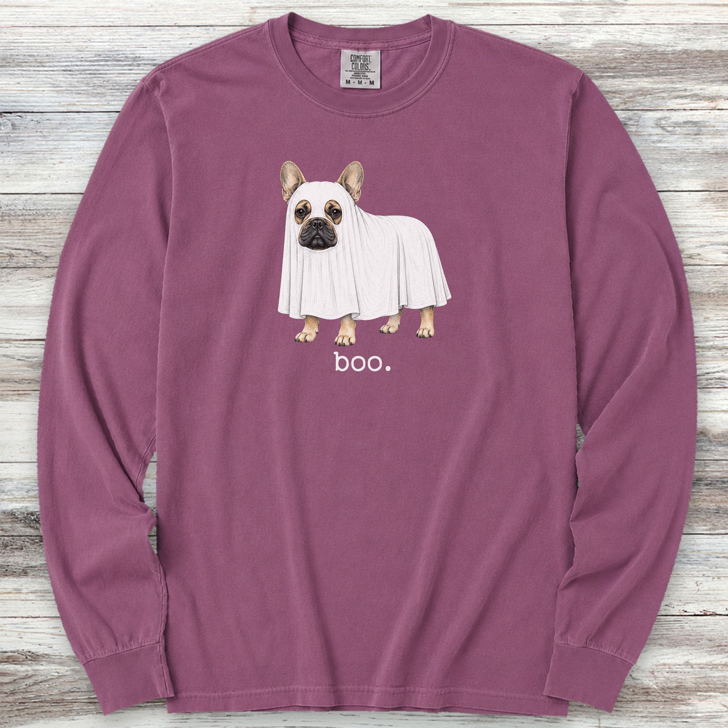 French Bulldog Boo Long Sleeve Tee - Berry