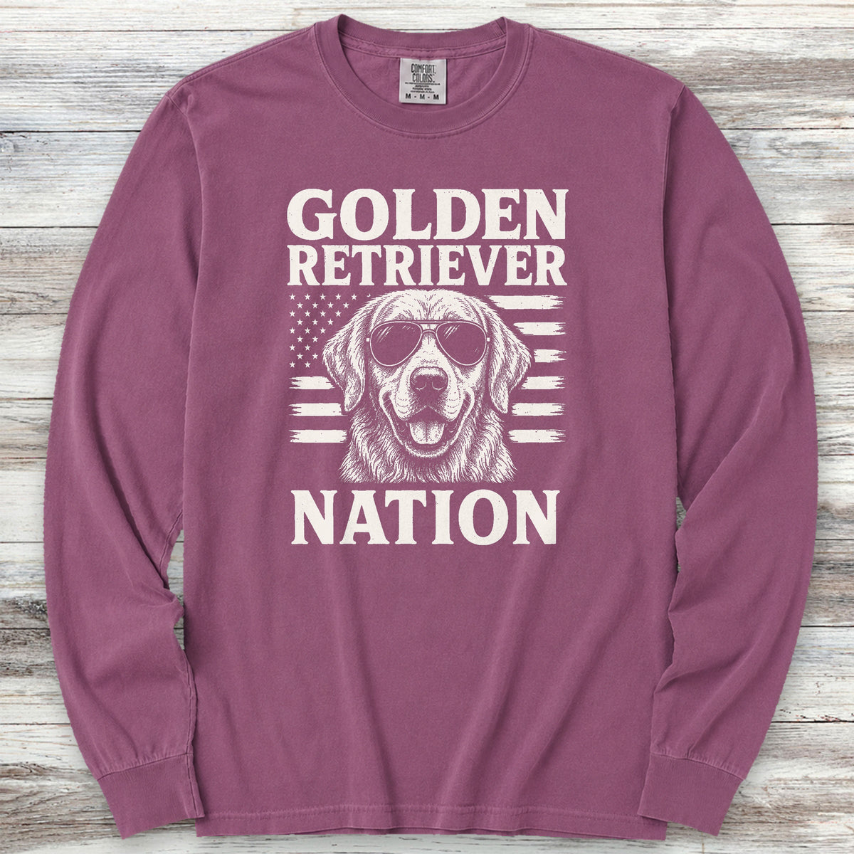 Golden Retriever Nation Long Sleeve Tee - Berry