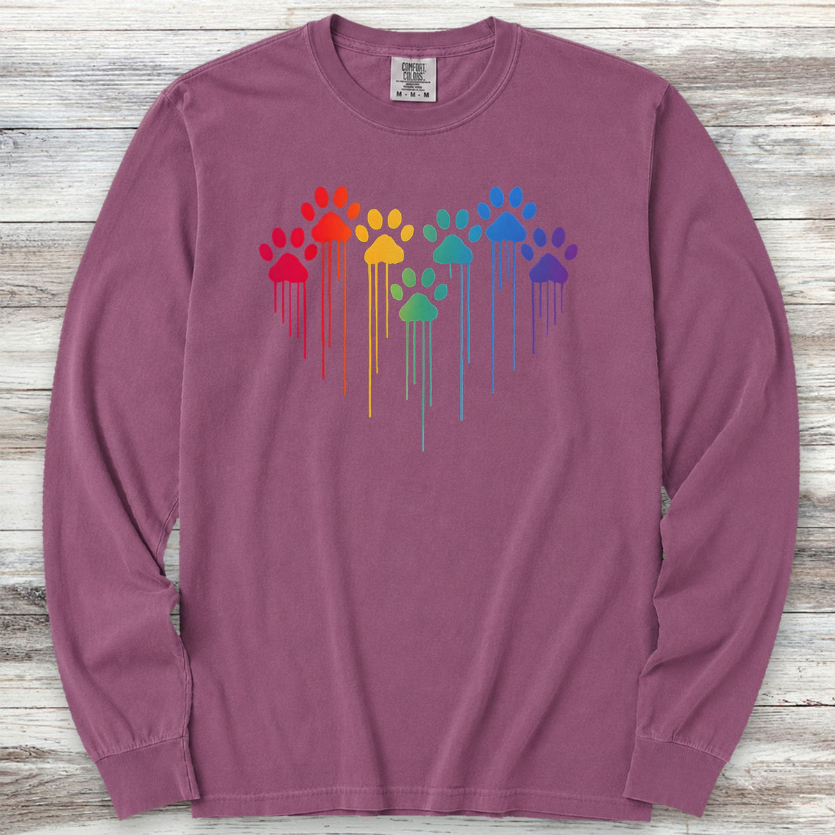 Rainbow Heart Prints Long Sleeve Tee - Berry
