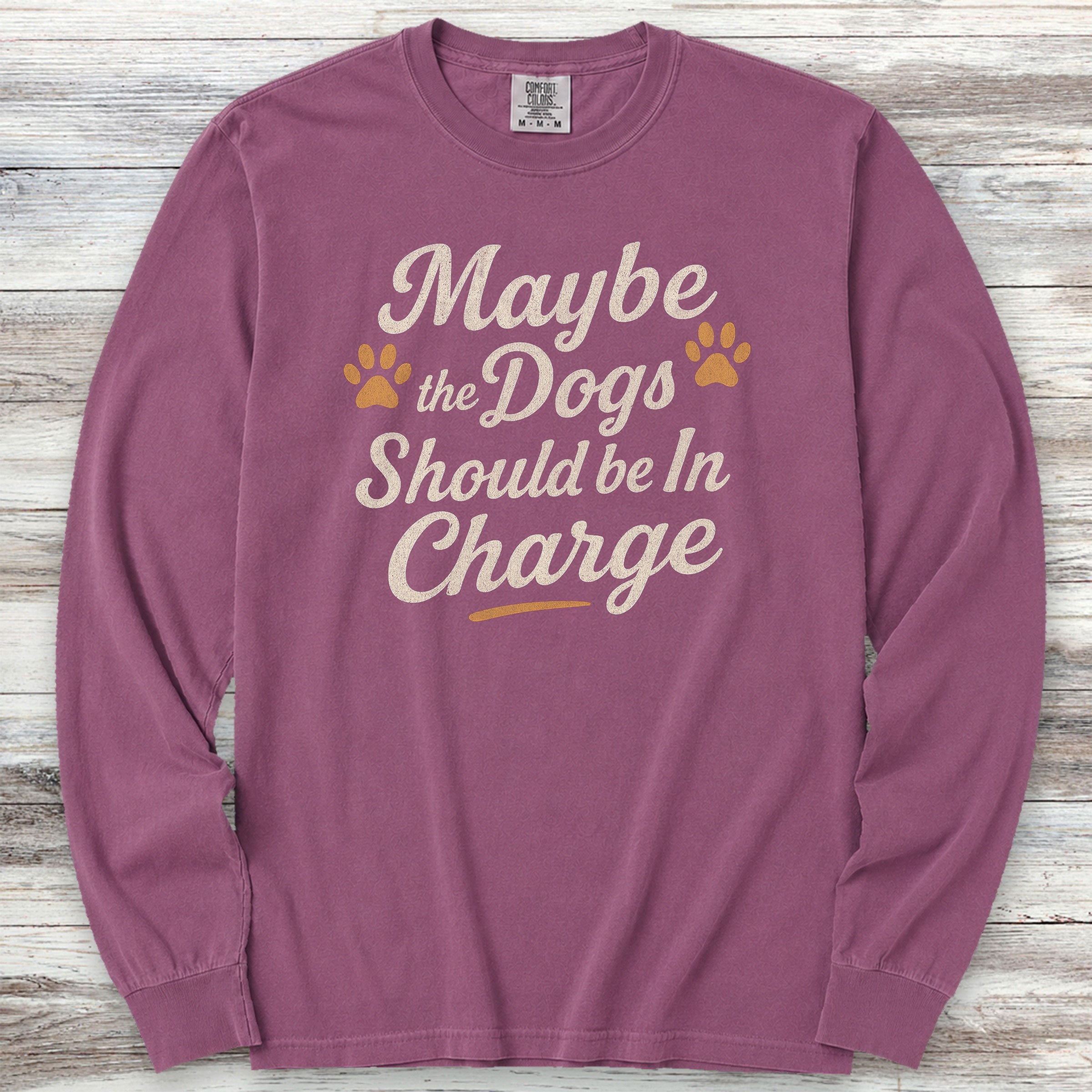 Dogs In Charge Long Sleeve Tee - Berry