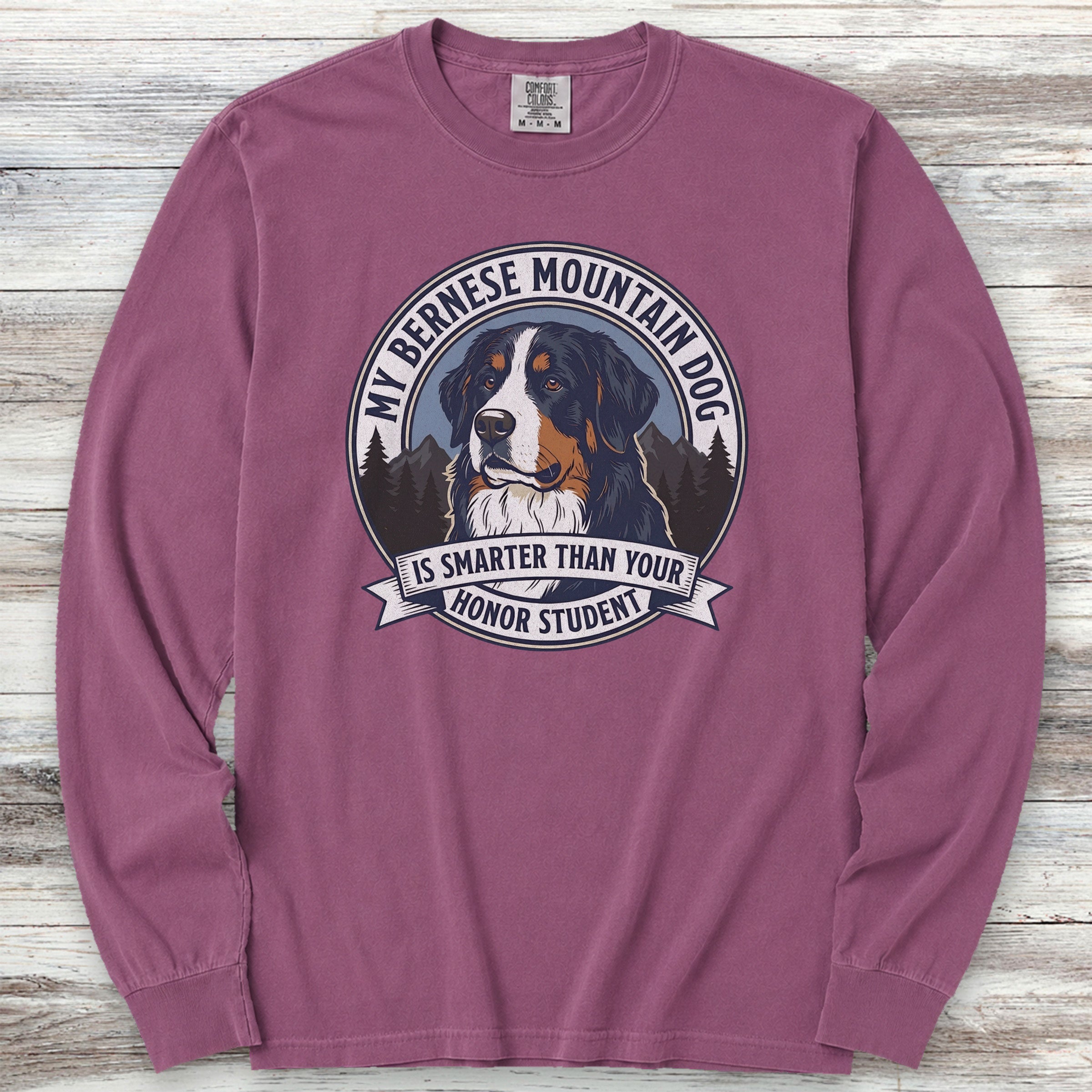 Bernese Mountain Dog Smart Long Sleeve Tee - Berry