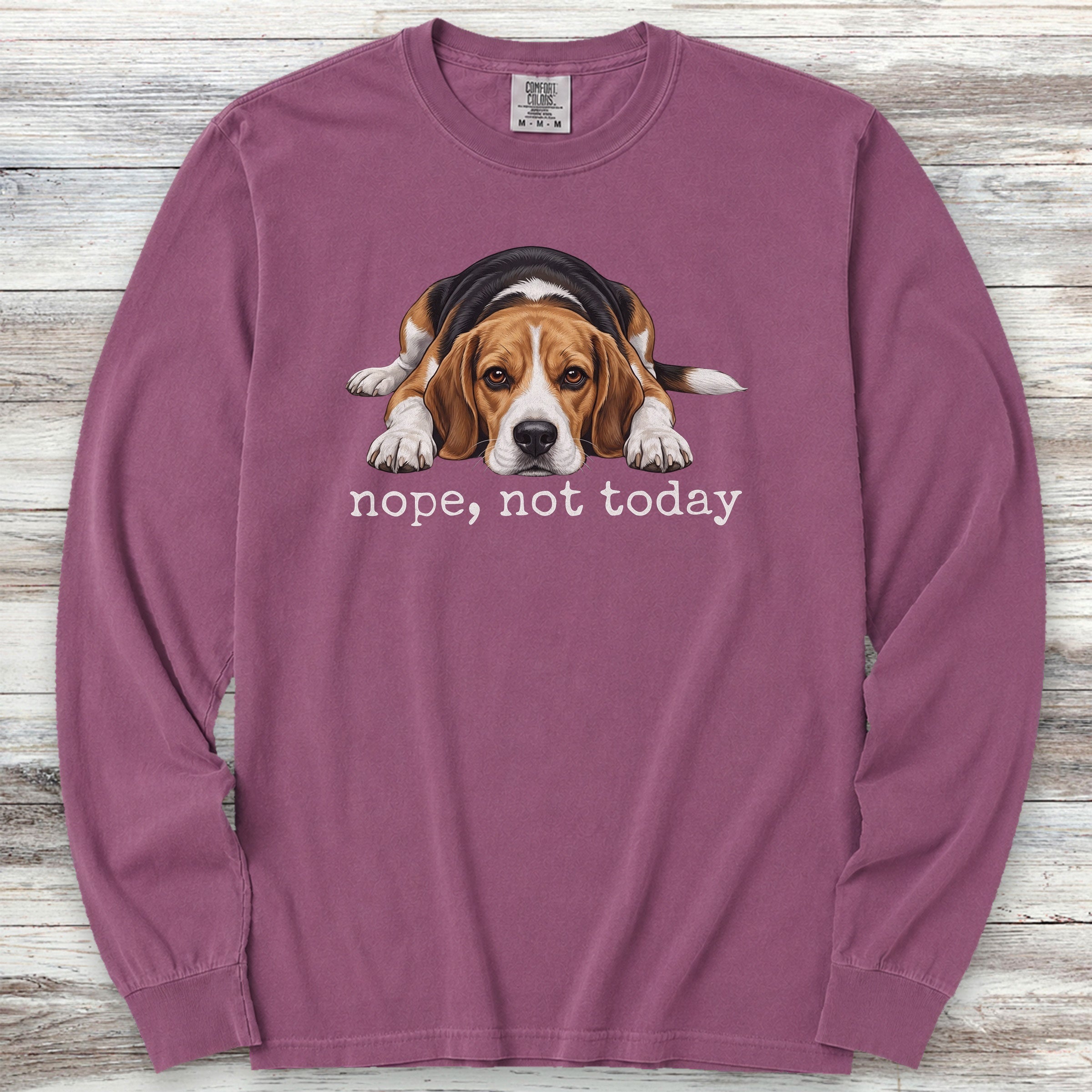 Beagle Nope Long Sleeve Tee - Berry