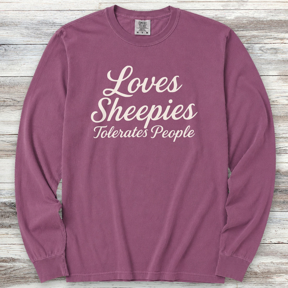 Old English Sheepdog Tolerates People Long Sleeve Tee - Berry