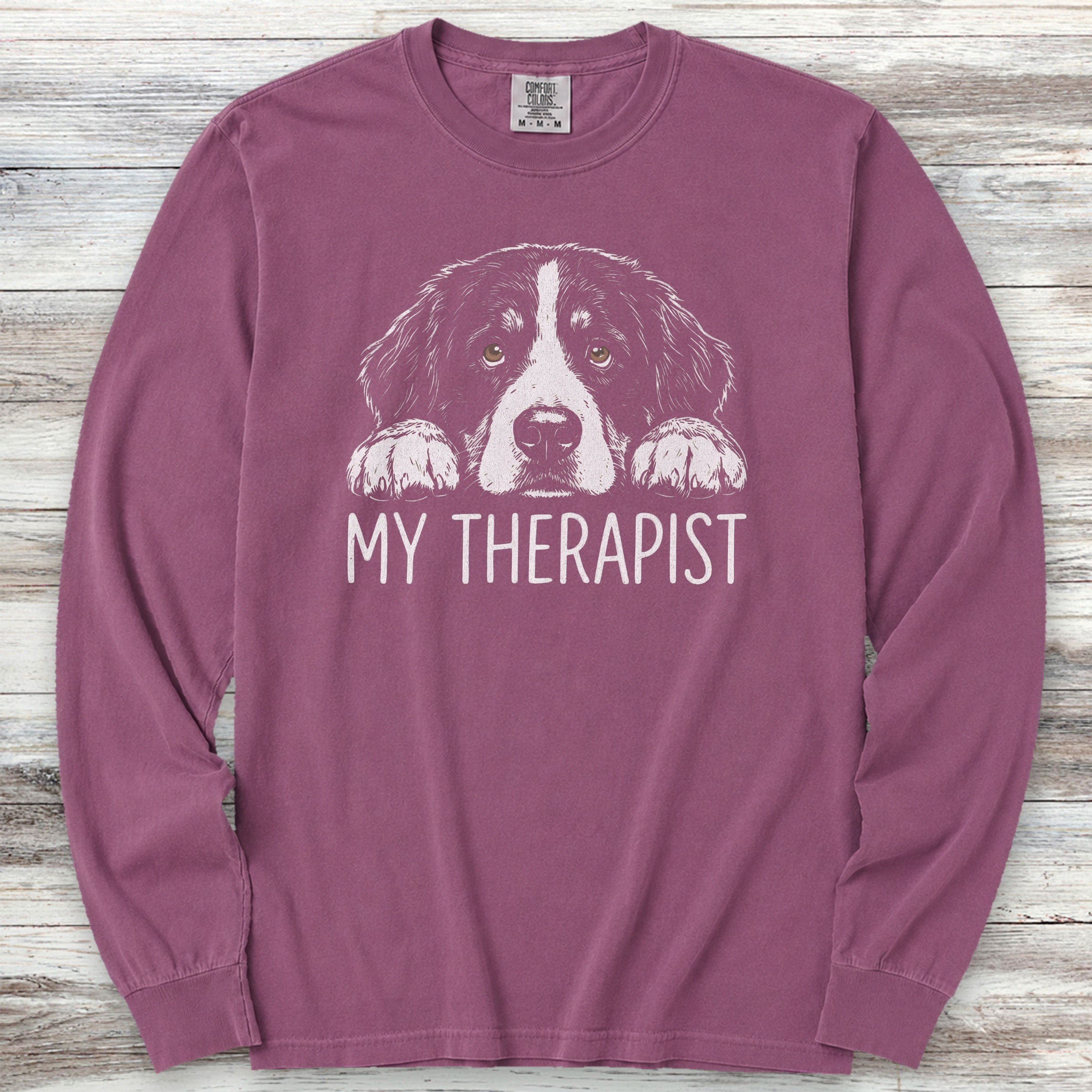 Bernese Mountain Dog Therapist Long Sleeve Tee - Berry